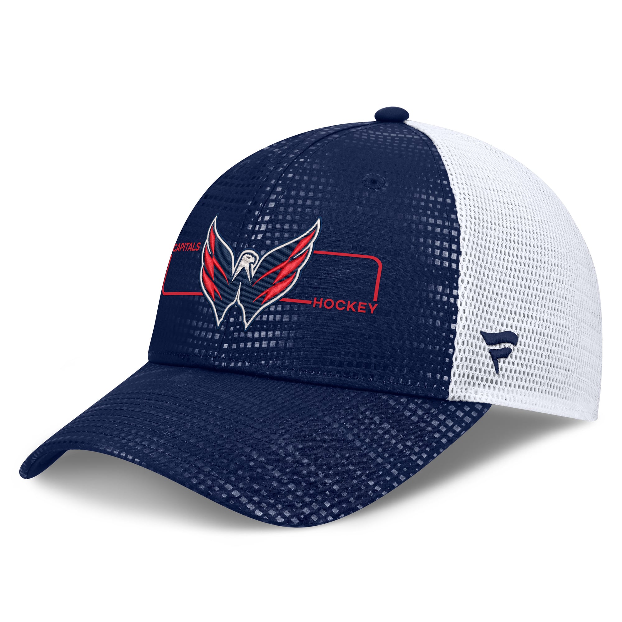 Men's Fanatics Navy Washington Capitals Authentic Pro Rink Boxed Logo Trucker Hat