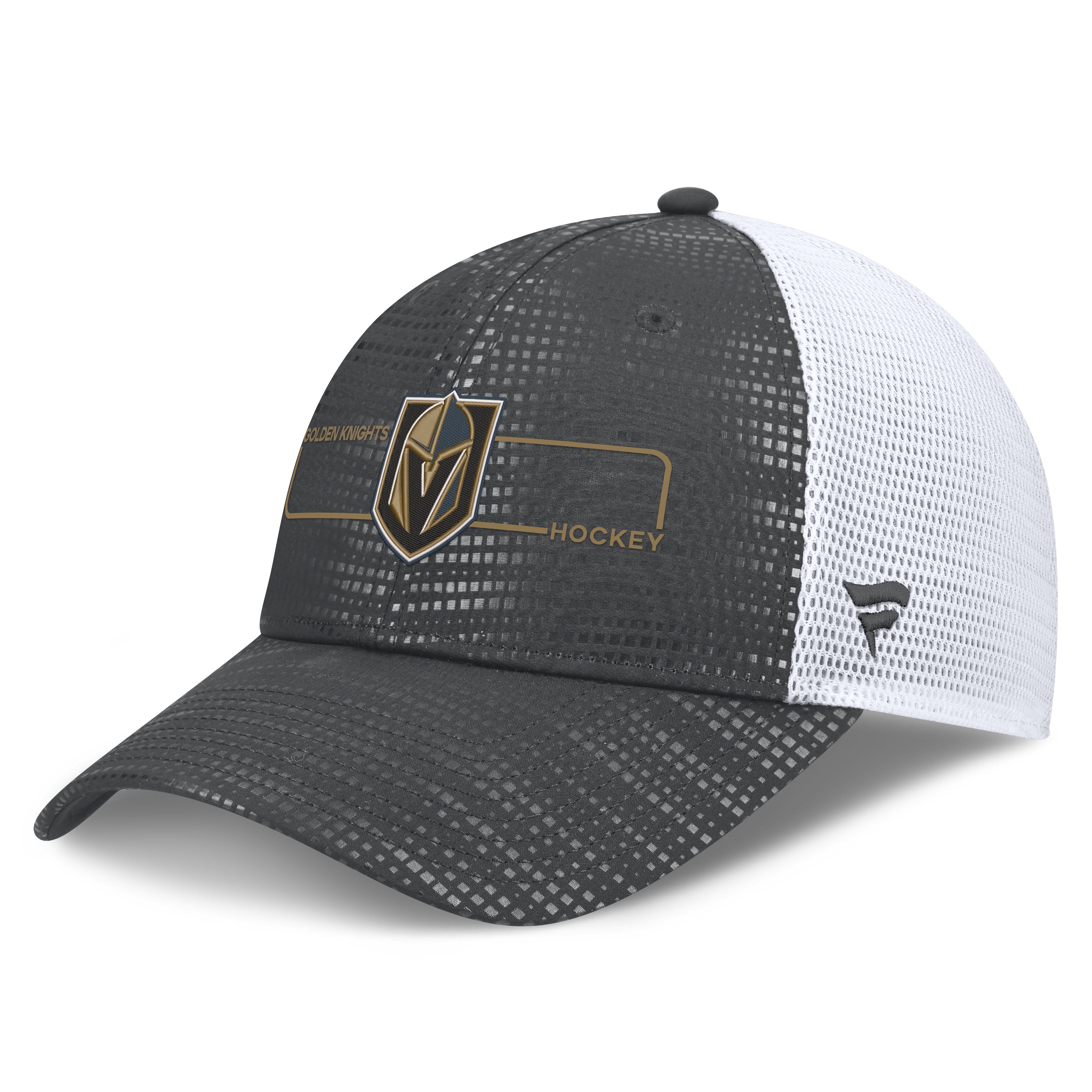 Men's Fanatics Charcoal Vegas Golden Knights Authentic Pro Rink Boxed Logo Trucker Hat