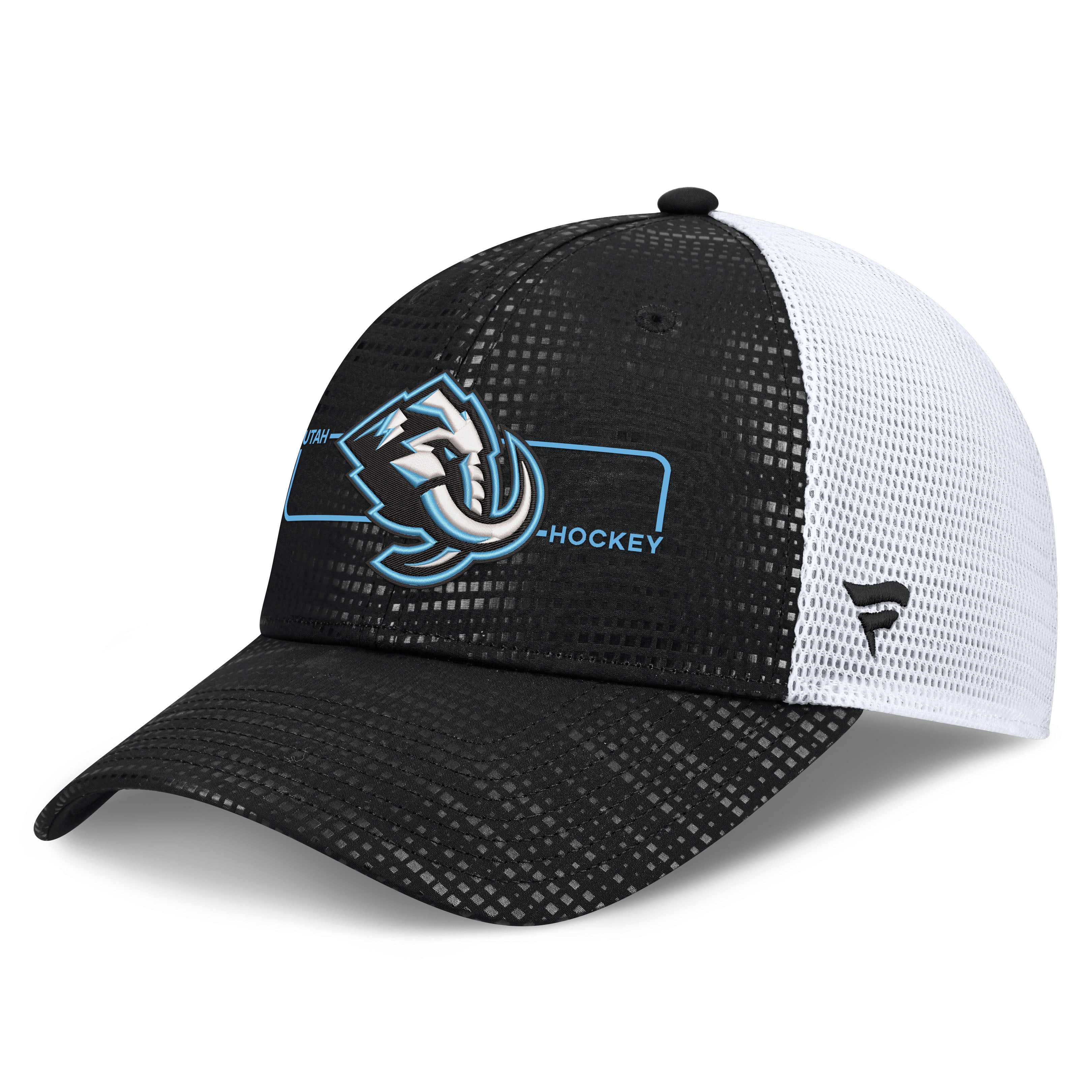 Men's Fanatics Black Utah Mammoth Authentic Pro Rink Boxed Logo Trucker Hat
