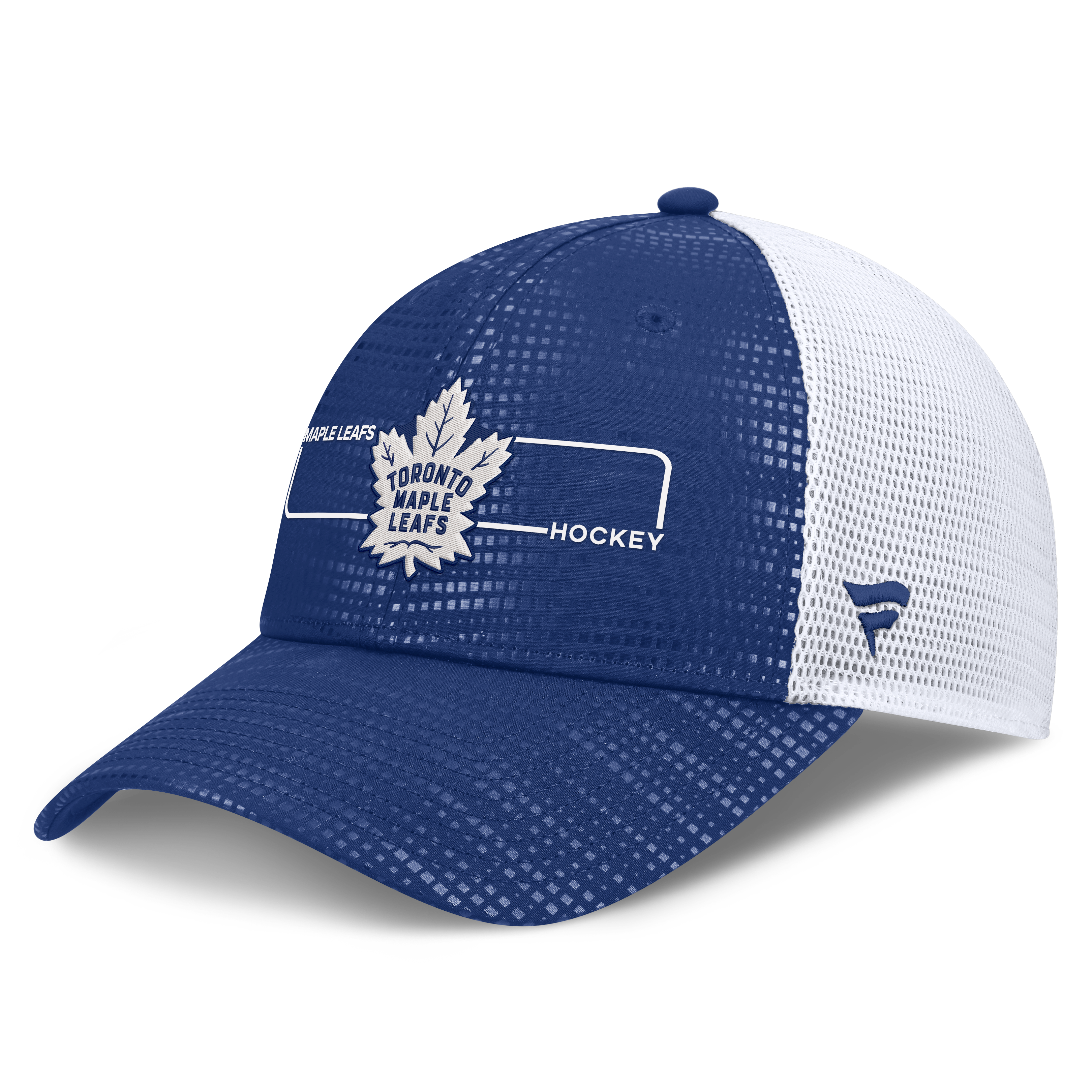 Men's Fanatics Blue Toronto Maple Leafs Authentic Pro Rink Boxed Logo Trucker Hat