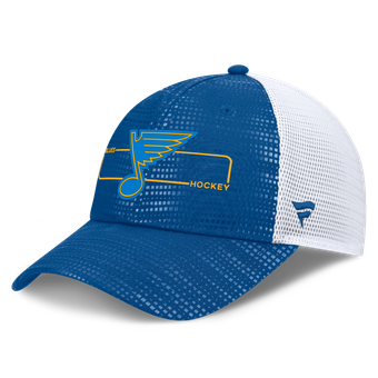 Men's Fanatics Blue St. Louis Blues Authentic Pro Rink Boxed Logo Trucker Hat