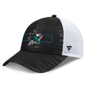 Men's Fanatics Black San Jose Sharks Authentic Pro Rink Boxed Logo Trucker Hat
