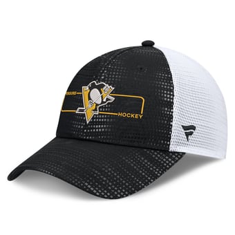 Men's Fanatics Black Pittsburgh Penguins Authentic Pro Rink Boxed Logo Trucker Hat