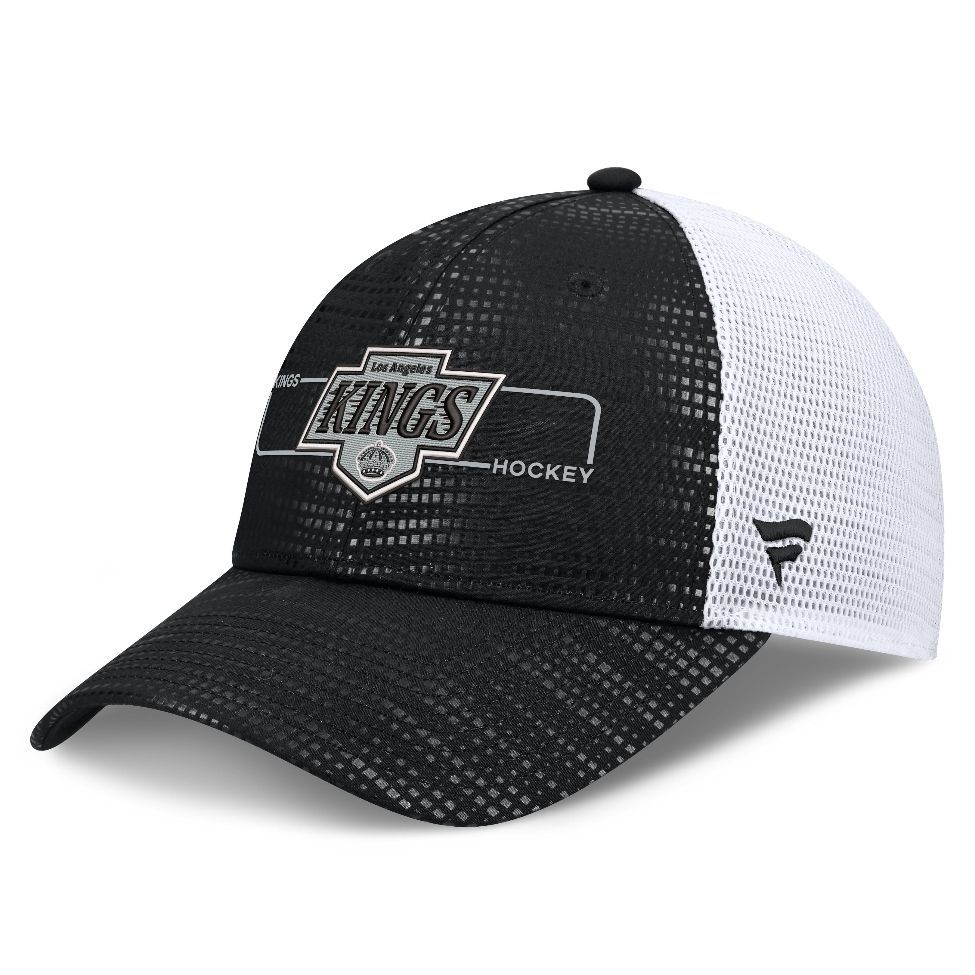 Men's Fanatics Black Los Angeles Kings Authentic Pro Rink Boxed Logo Trucker Hat
