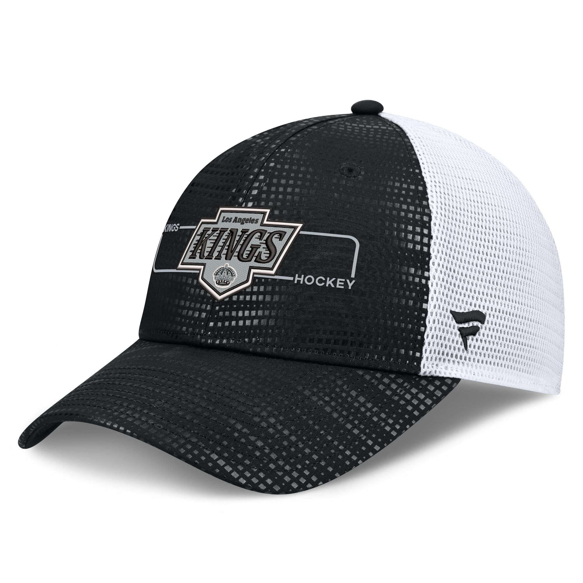 Men's Fanatics Black Los Angeles Kings Authentic Pro Rink Boxed Logo Trucker Hat