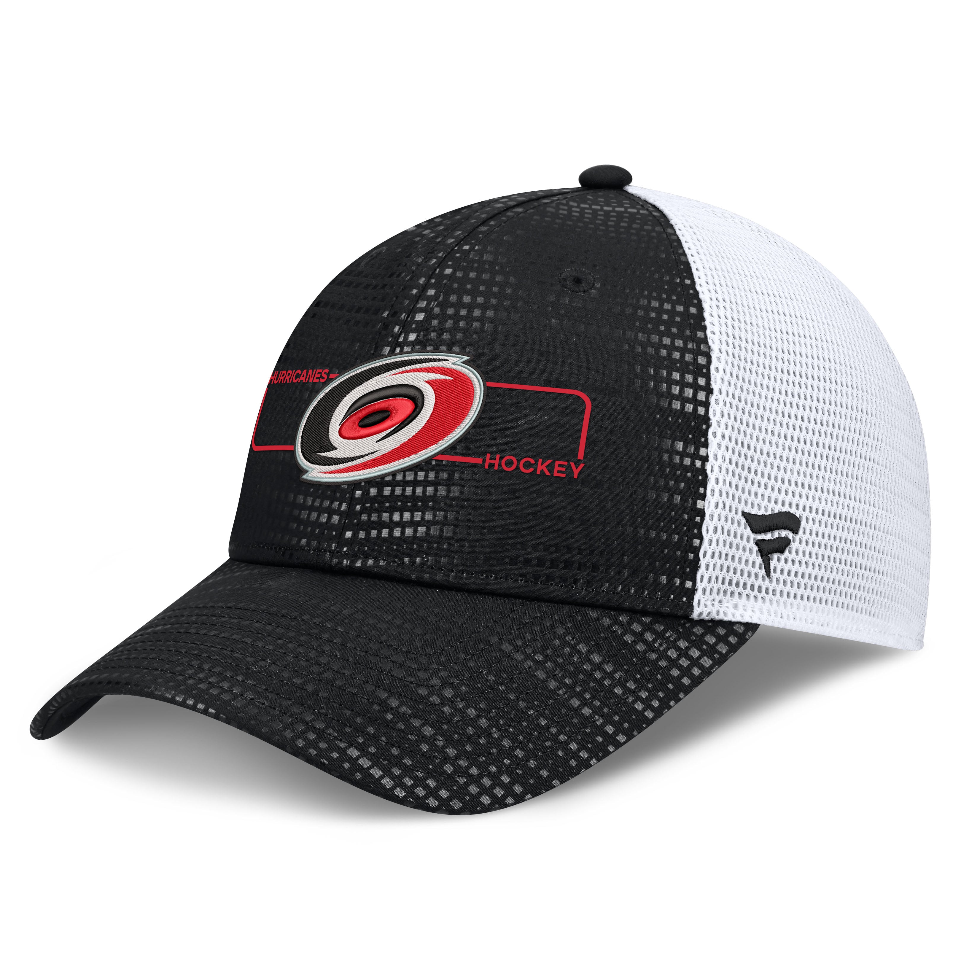 Men's Fanatics Black Carolina Hurricanes Authentic Pro Rink Boxed Logo Trucker Hat