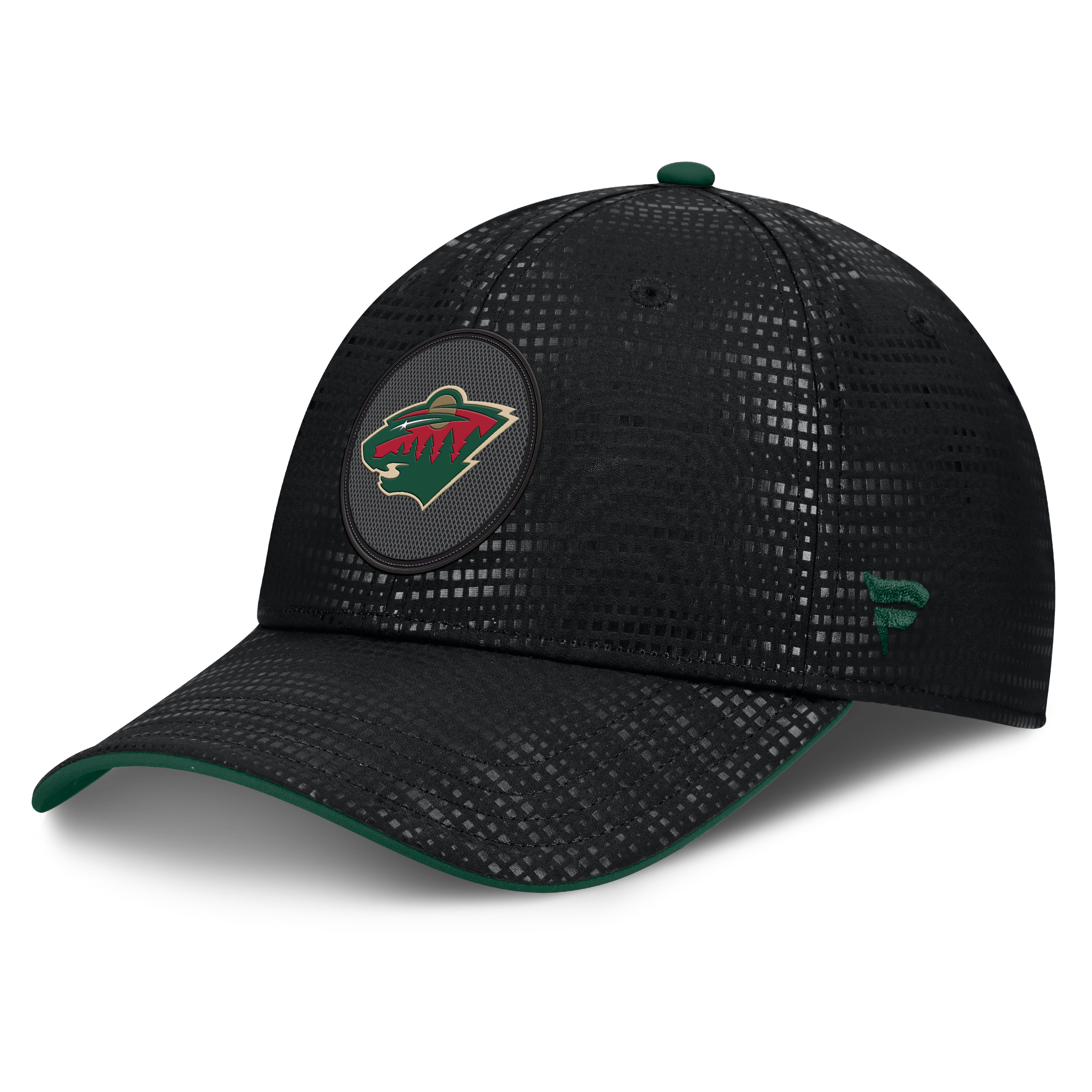 Men's Fanatics Black Minnesota Wild Authentic Pro Rink Debossed Stretch Fit Hat