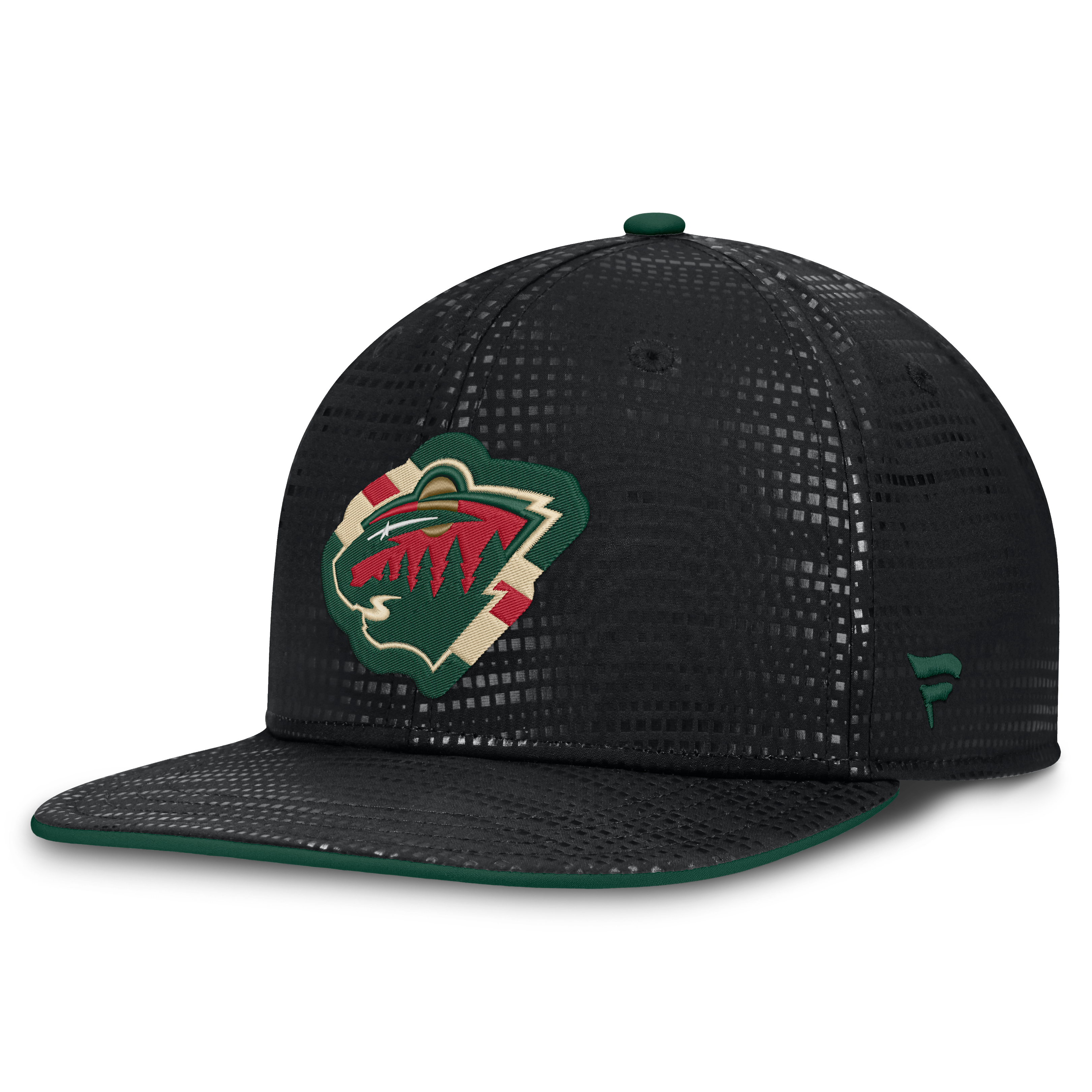 Men's Fanatics Black Minnesota Wild Authentic Pro Rink Square Visor Snapback Hat