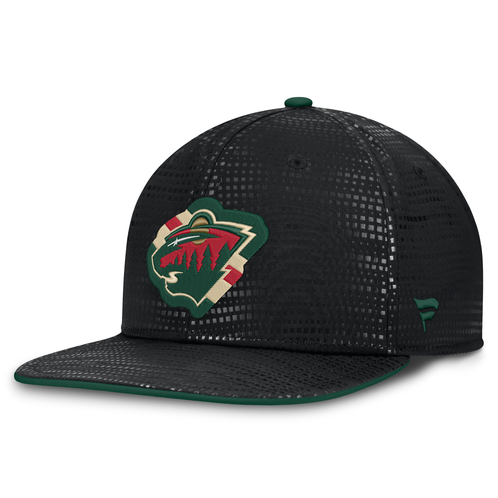 Men's Fanatics Black Minnesota Wild Authentic Pro Rink Square Visor Snapback Hat