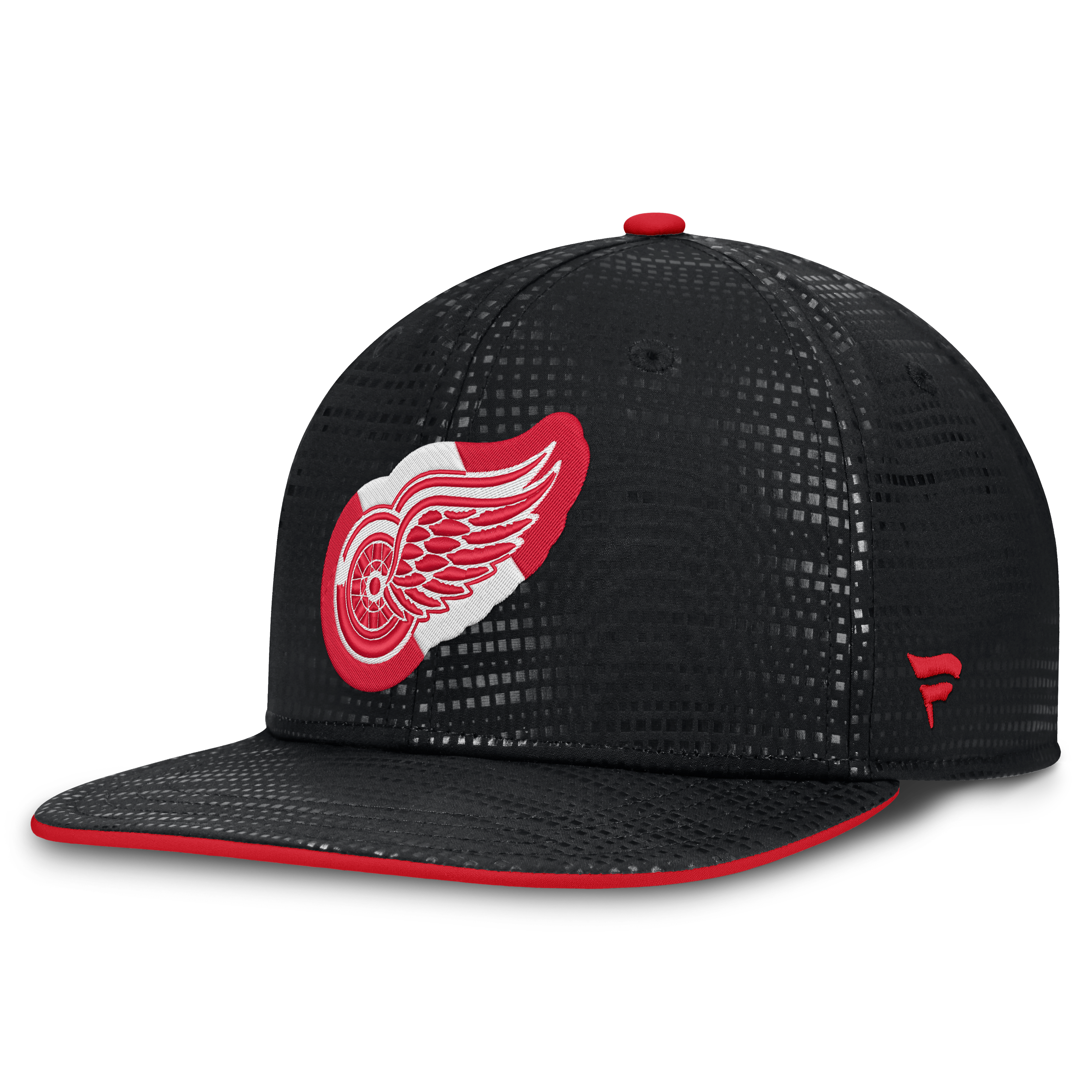 Men's Fanatics Black Detroit Red Wings Authentic Pro Rink Square Visor Snapback Hat