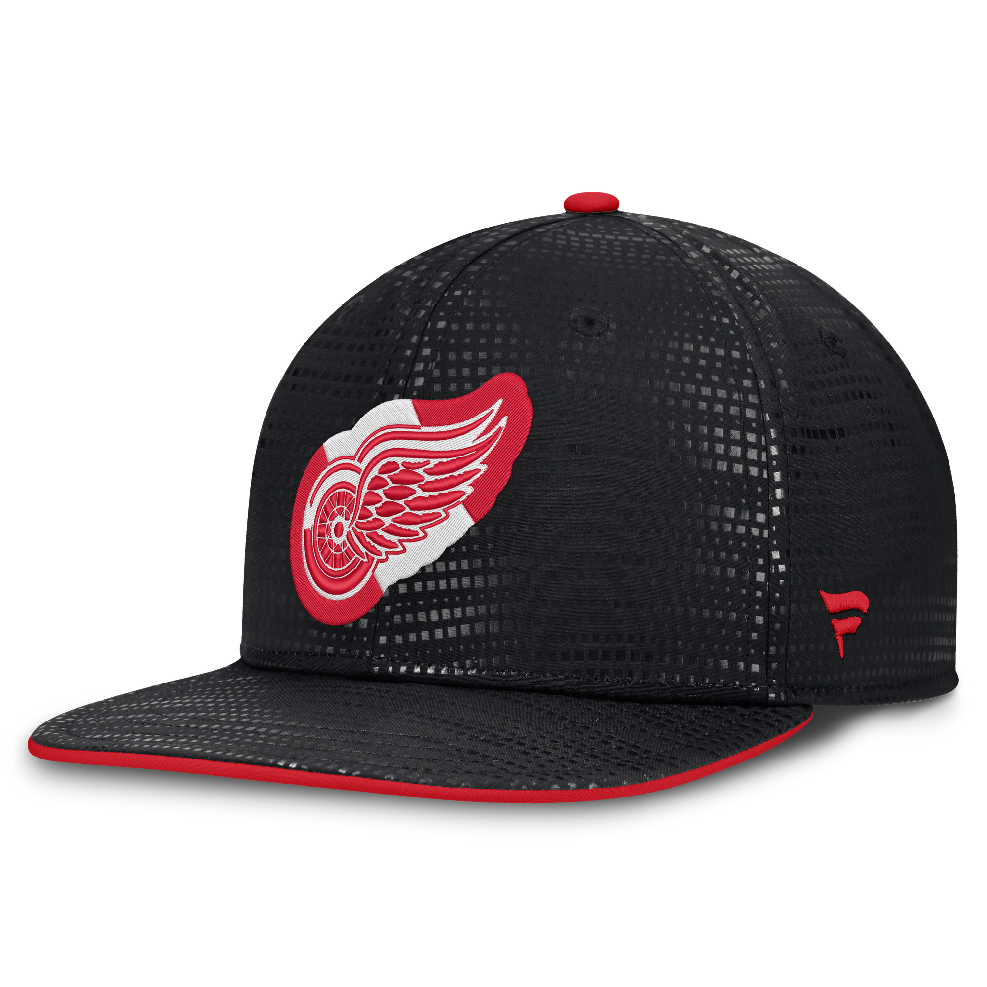 Men's Fanatics Black Detroit Red Wings Authentic Pro Rink Square Visor Snapback Hat