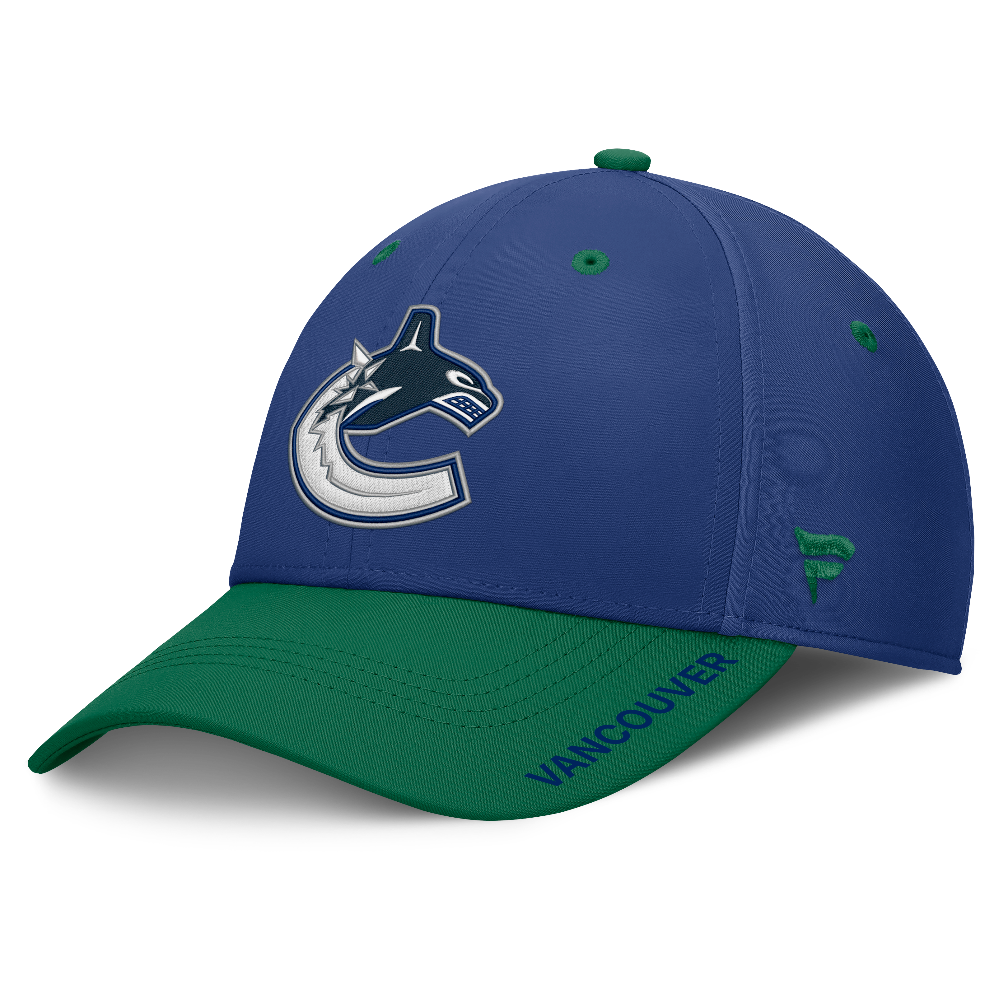 Men's Fanatics Blue/Green Vancouver Canucks Authentic Pro Rink Stretch Hat