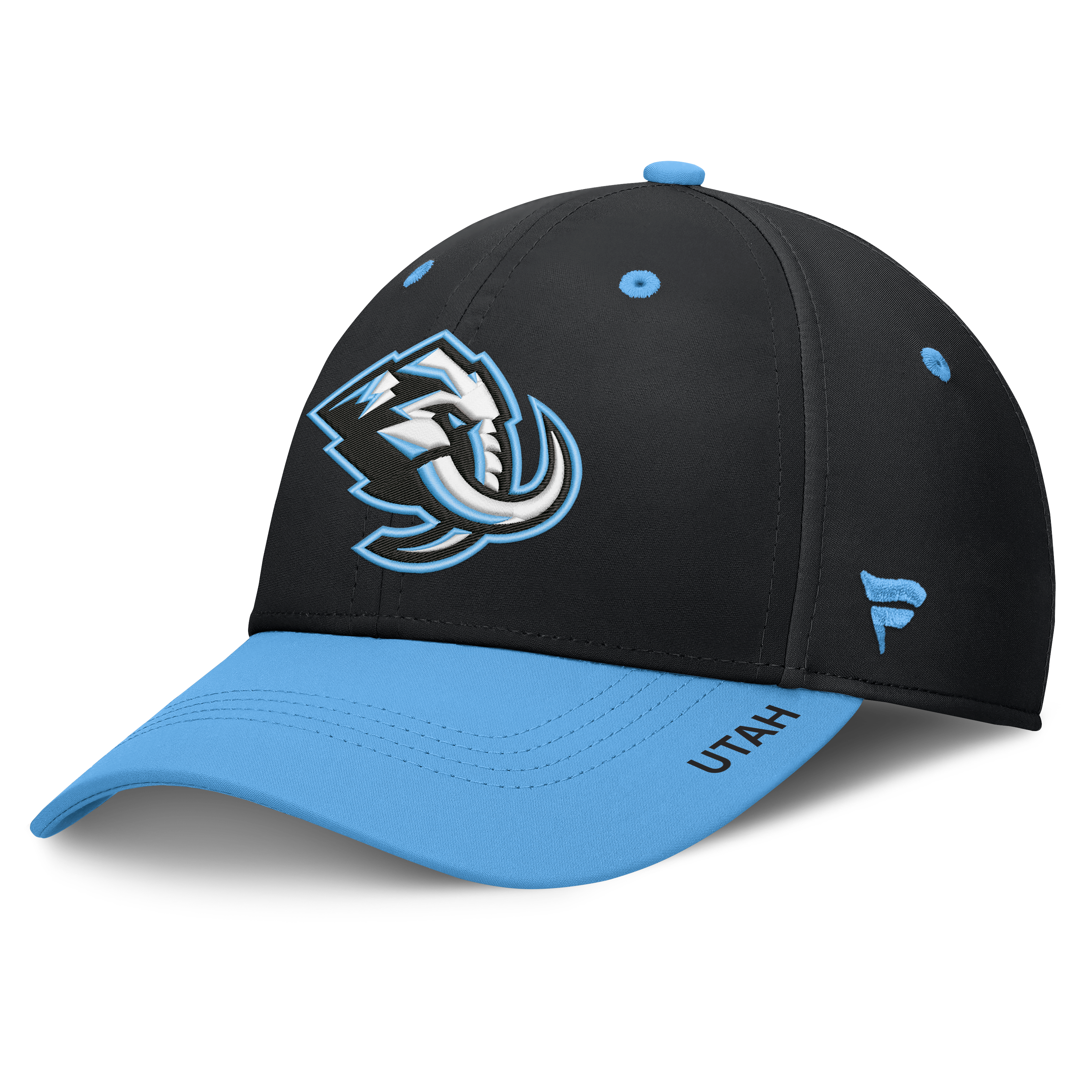 Men's Fanatics Black/Light Blue Utah Mammoth Authentic Pro Rink Stretch Hat