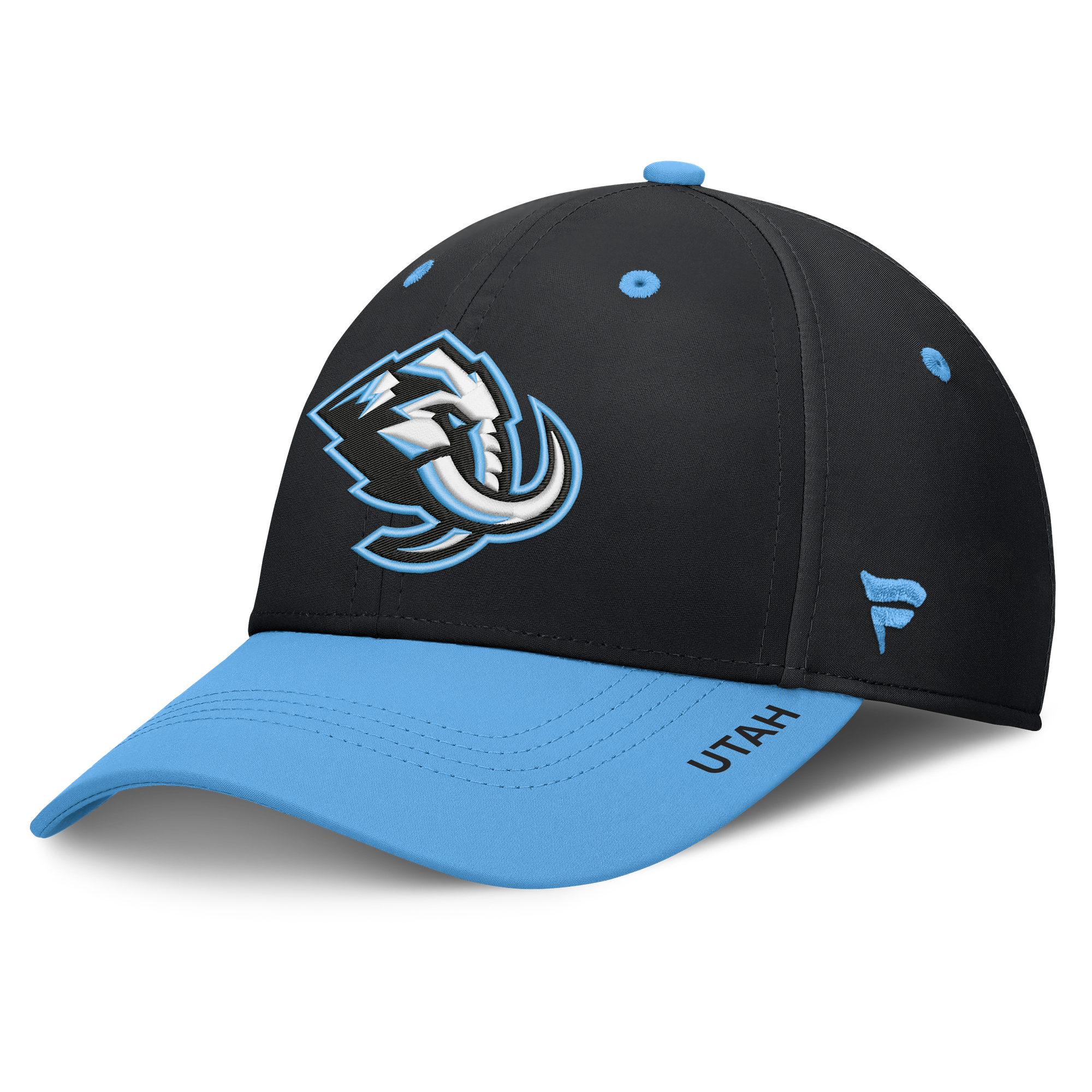 Men's Fanatics Black/Light Blue Utah Mammoth Authentic Pro Rink Stretch Hat