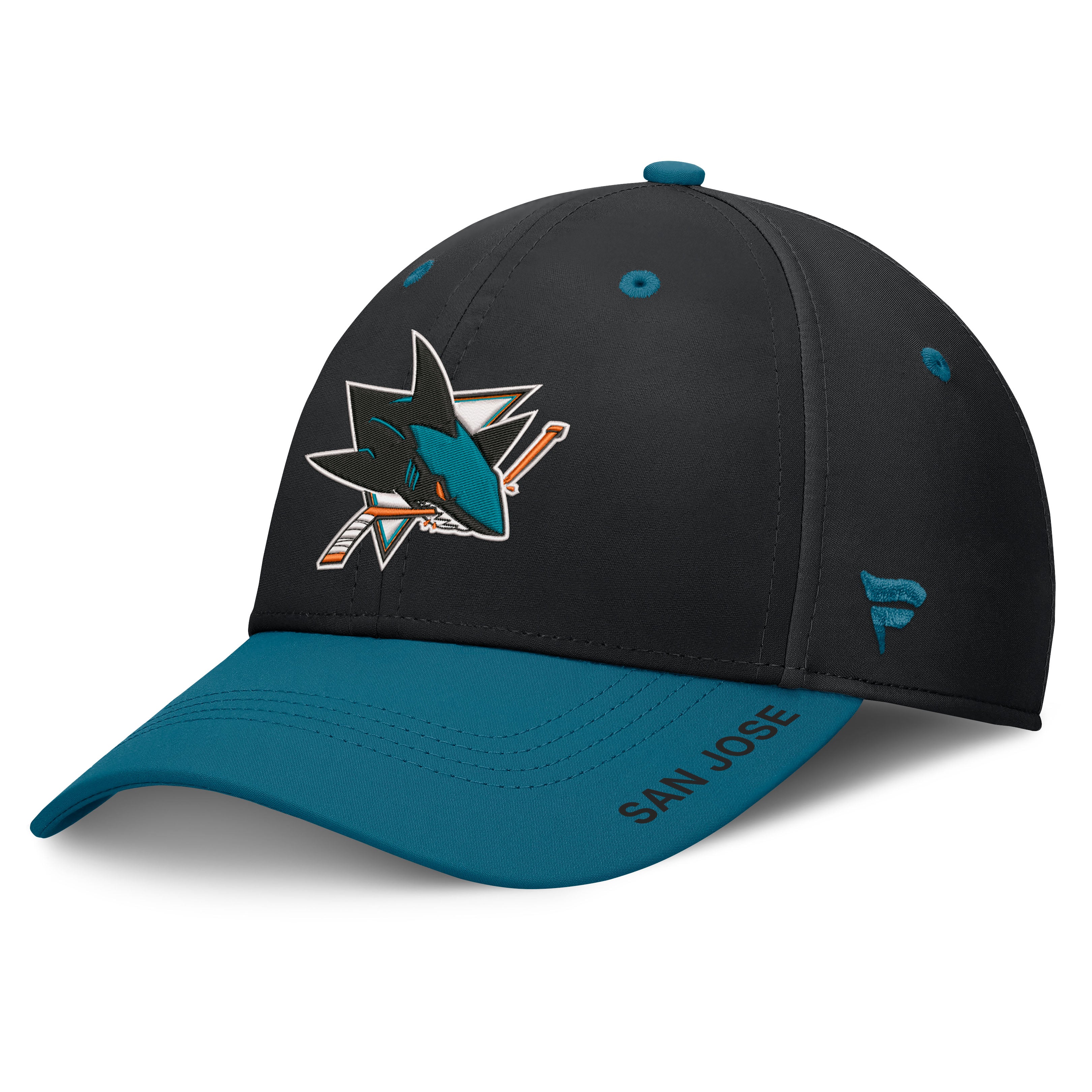 Men's Fanatics Black/Teal San Jose Sharks Authentic Pro Rink Stretch Hat
