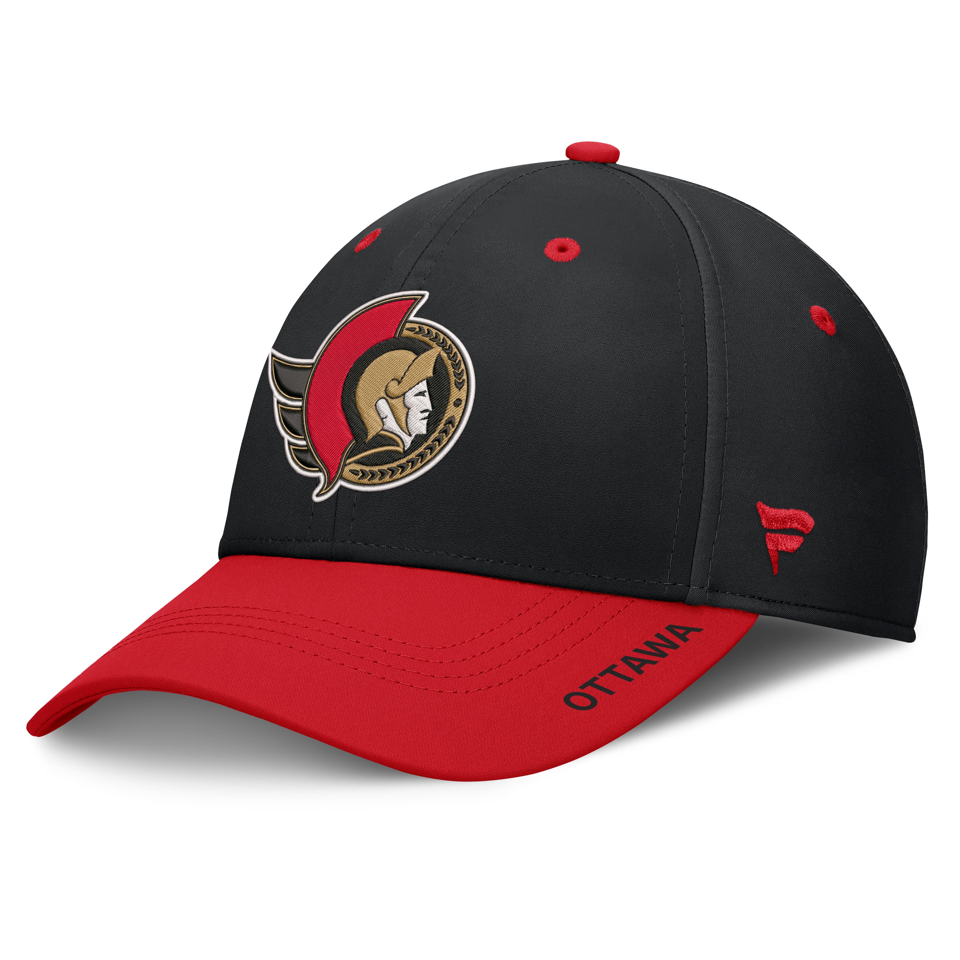 Men's Fanatics Black/Red Ottawa Senators Authentic Pro Rink Stretch Hat