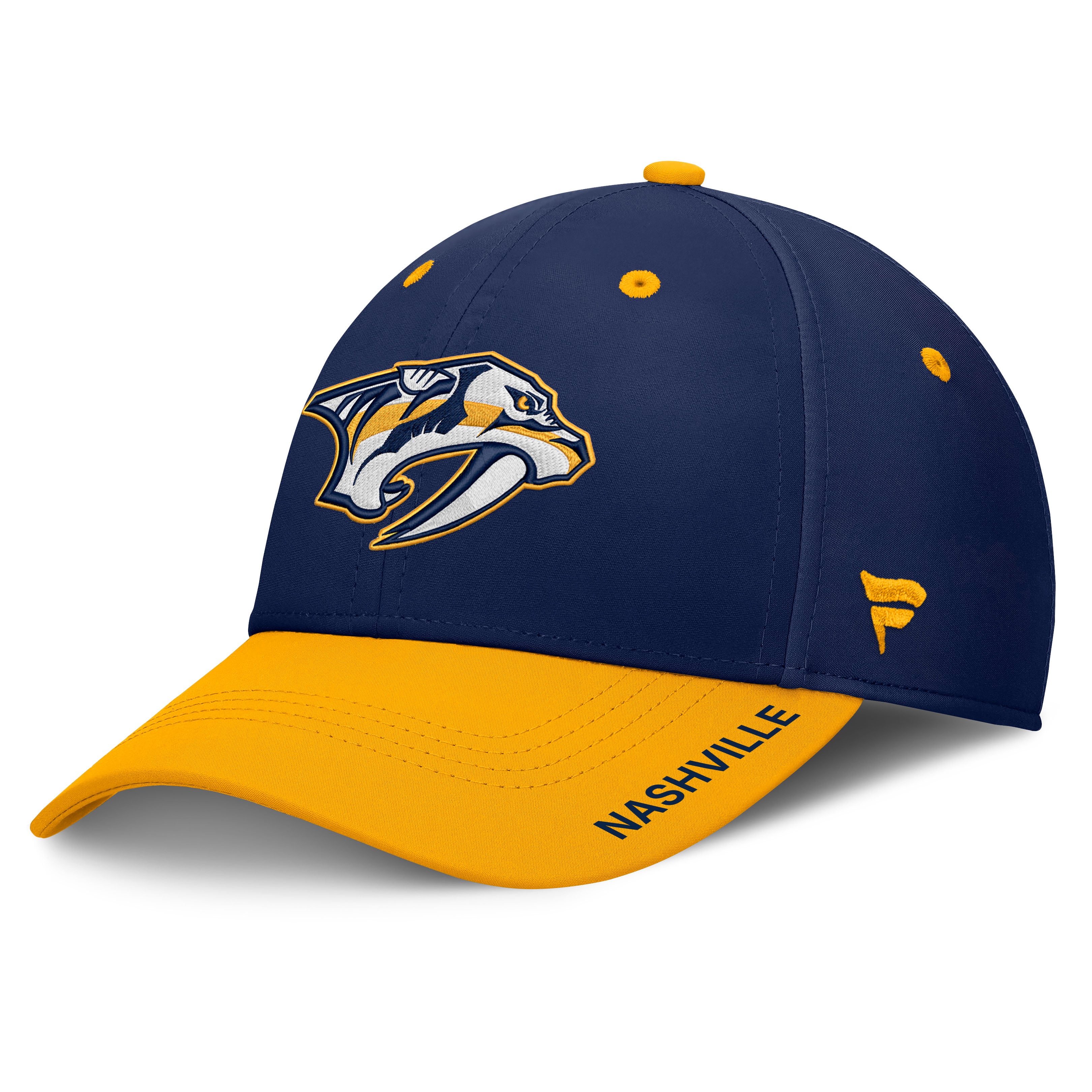 Men's Fanatics Navy/Gold Nashville Predators Authentic Pro Rink Stretch Hat