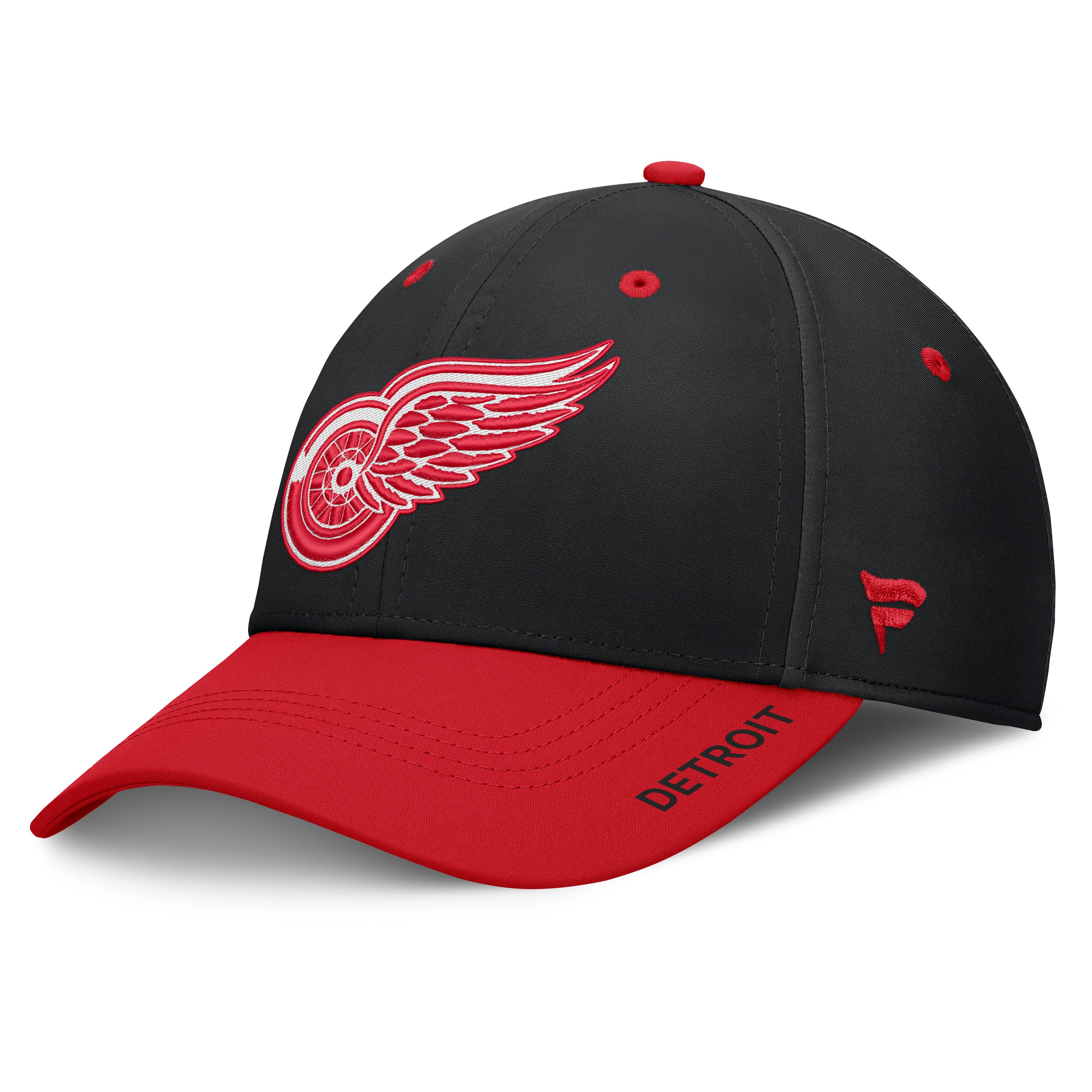 Men's Fanatics Black/Red Detroit Red Wings Authentic Pro Rink Stretch Hat