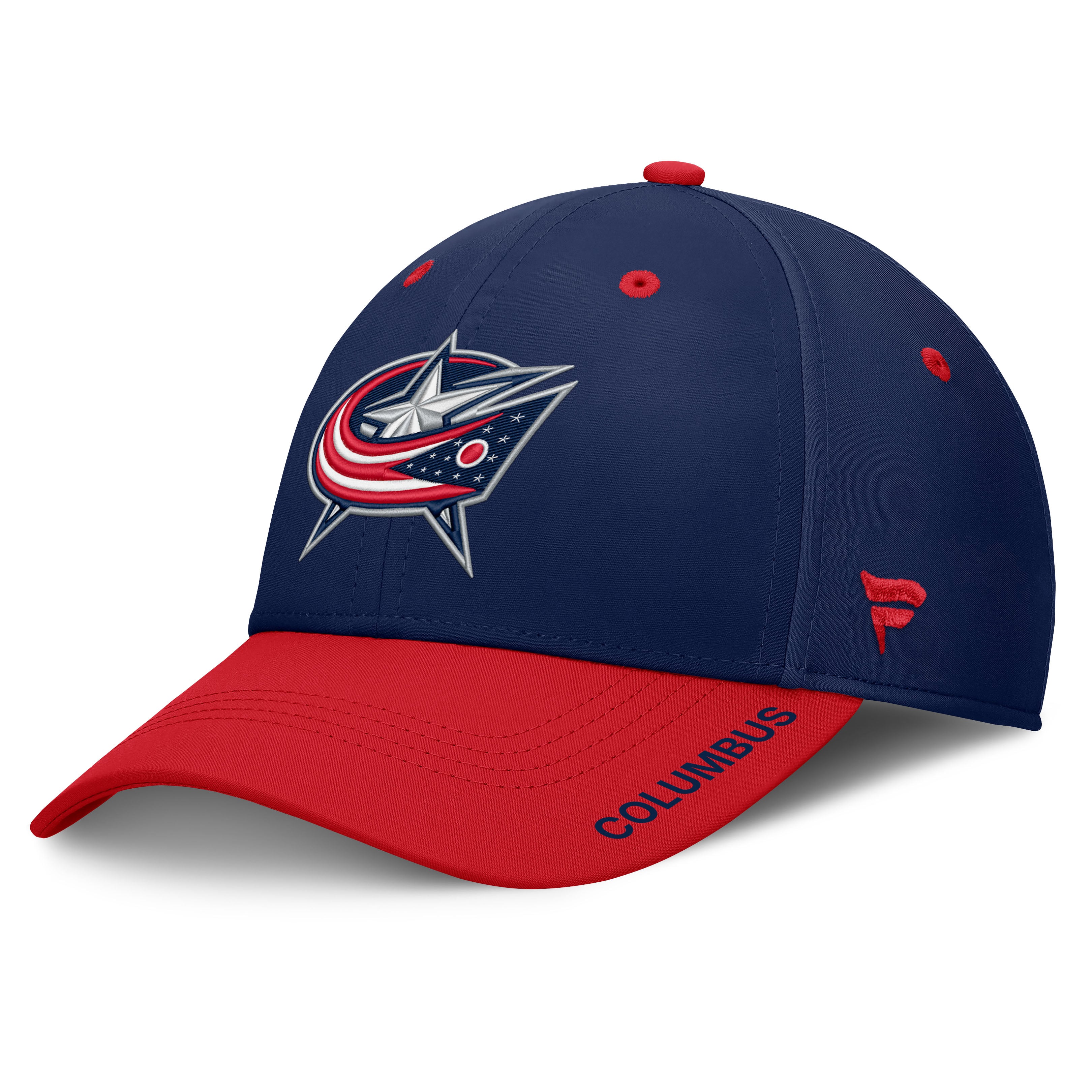 Men's Fanatics Navy/Red Columbus Blue Jackets Authentic Pro Rink Stretch Hat