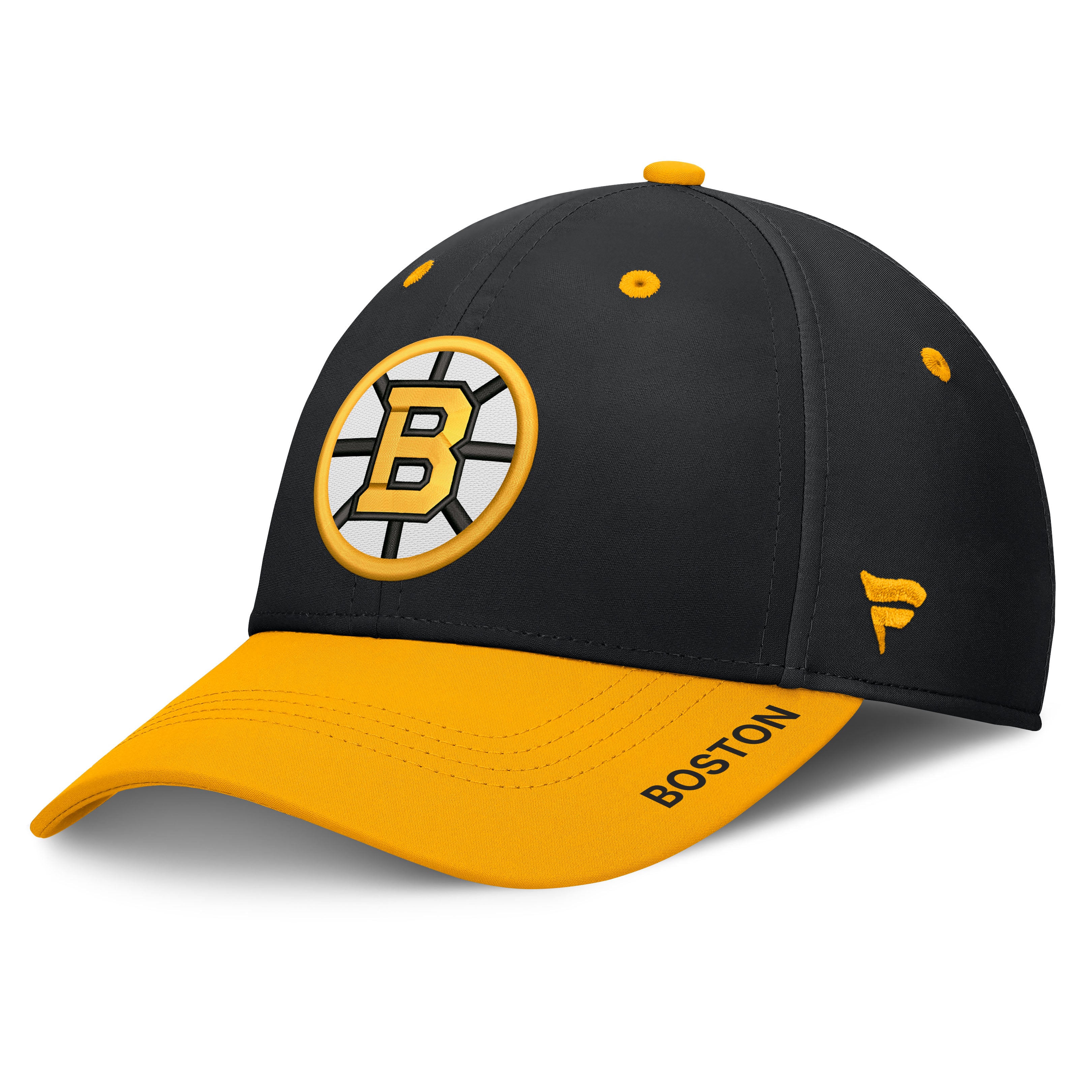 Men's Fanatics Black/Gold Boston Bruins Authentic Pro Rink Stretch Hat