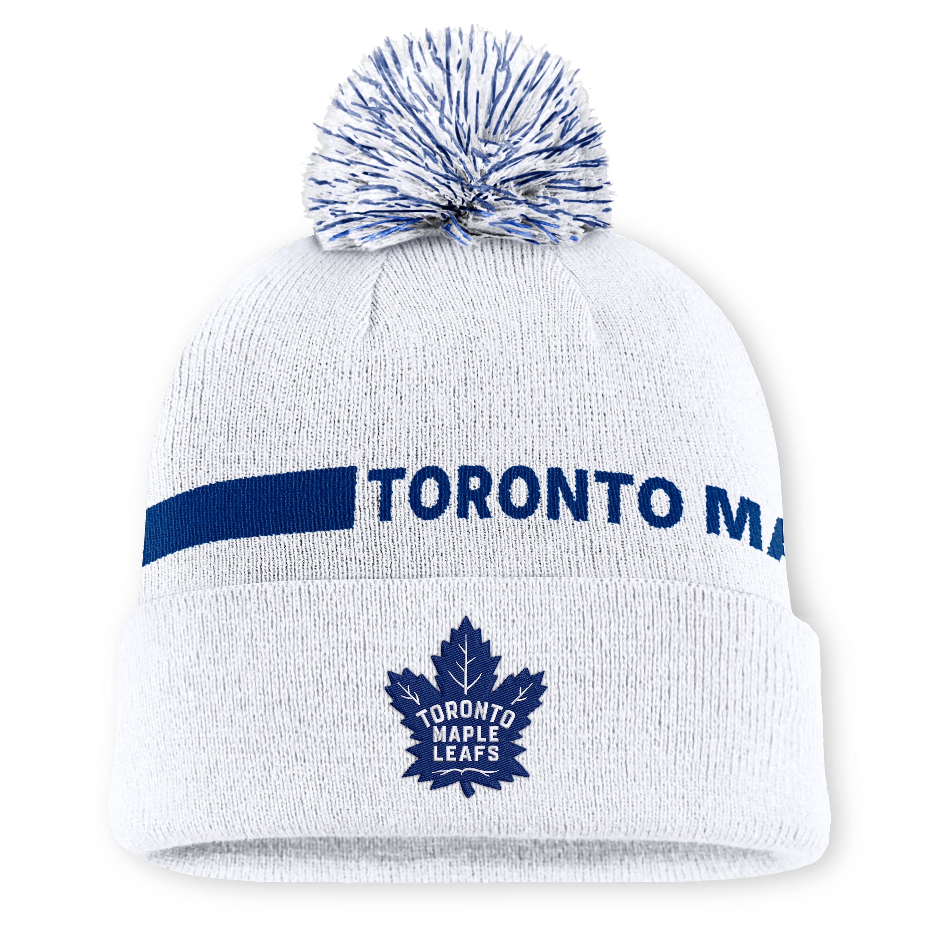 Women's Fanatics White Toronto Maple Leafs Authentic Pro Rink Cuffed Knit Hat with Pom