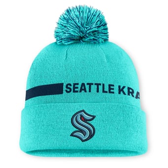 Women's Fanatics Light Blue Seattle Kraken Authentic Pro Rink Cuffed Knit Hat with Pom