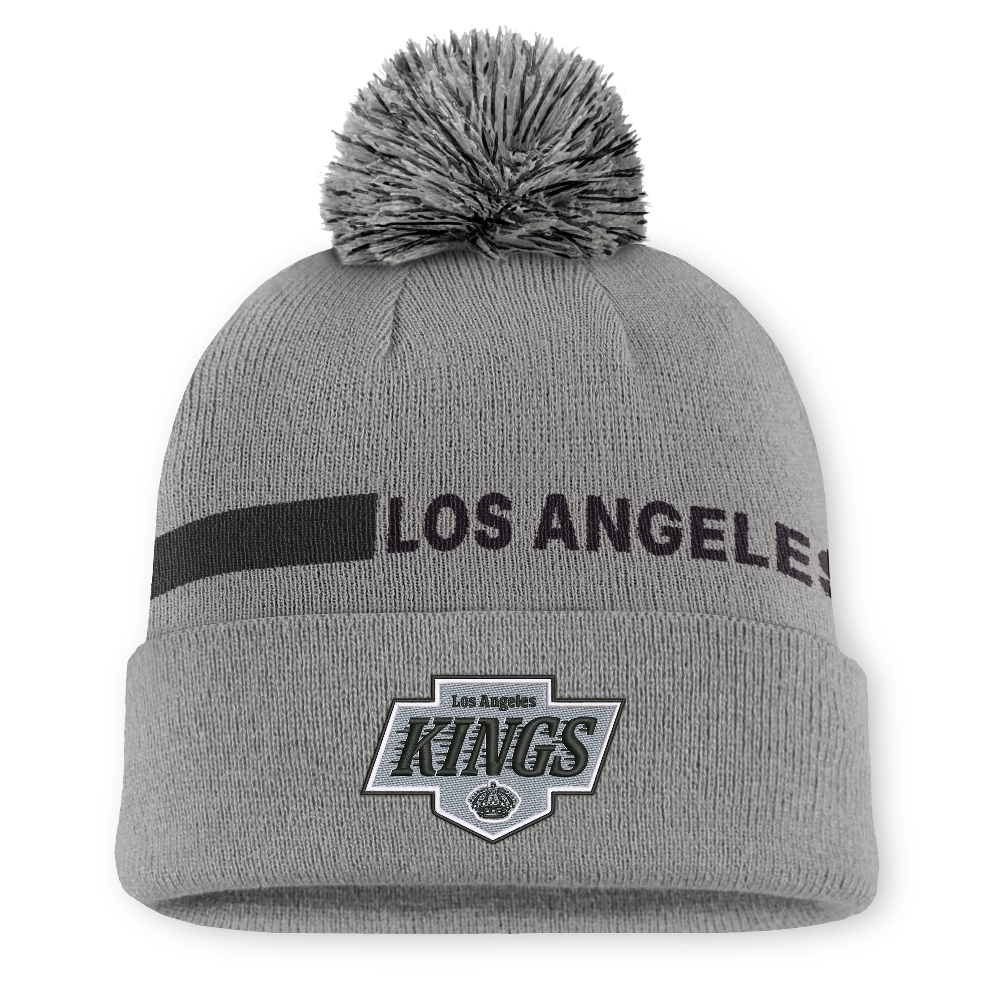 Women's Fanatics Gray Los Angeles Kings Authentic Pro Rink Cuffed Knit Hat with Pom