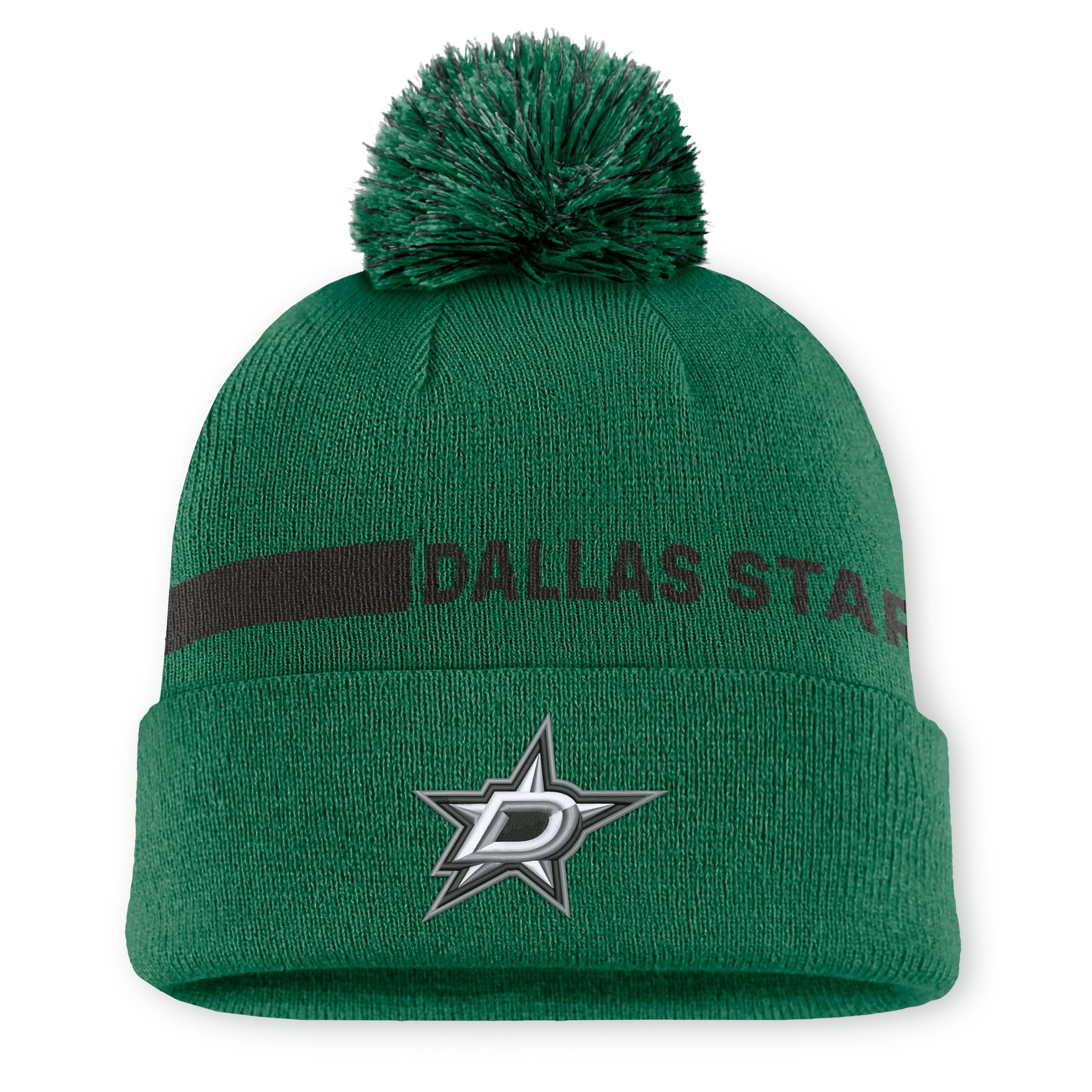 Women's Fanatics Kelly Green Dallas Stars Authentic Pro Rink Cuffed Knit Hat with Pom