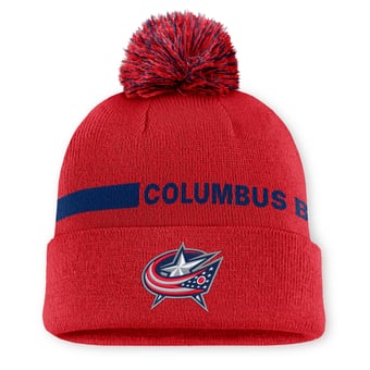 Women's Fanatics Red Columbus Blue Jackets Authentic Pro Rink Cuffed Knit Hat with Pom