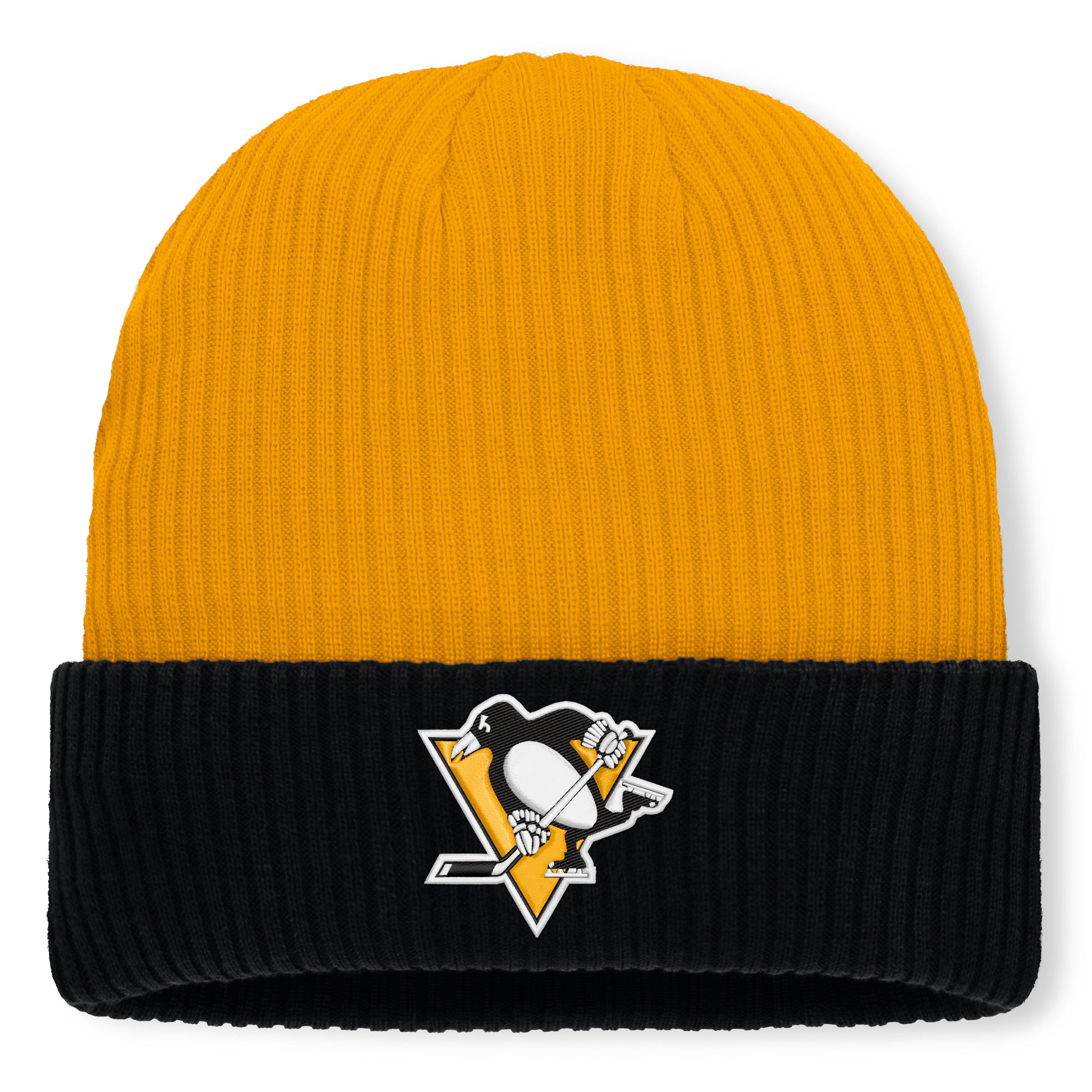 Men's Fanatics Gold Pittsburgh Penguins Authentic Pro Rink Cuffed Knit Hat
