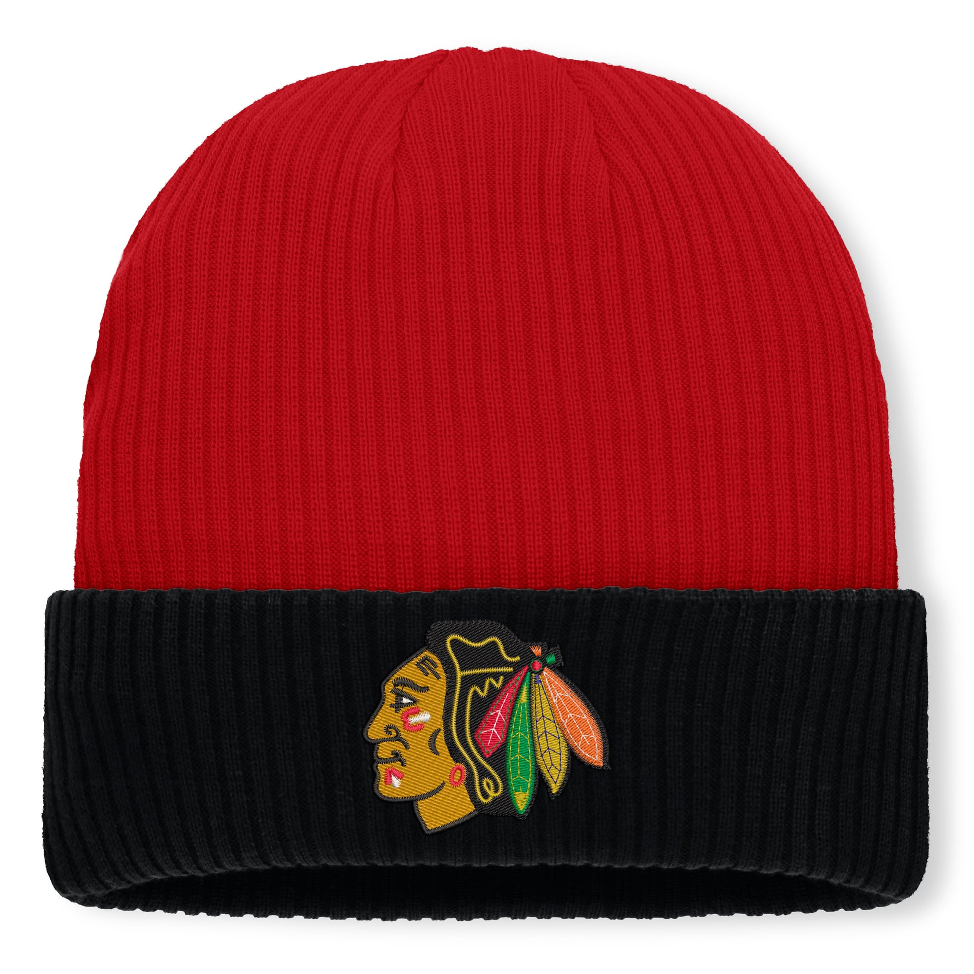 Men's Fanatics Red Chicago Blackhawks Authentic Pro Rink Cuffed Knit Hat