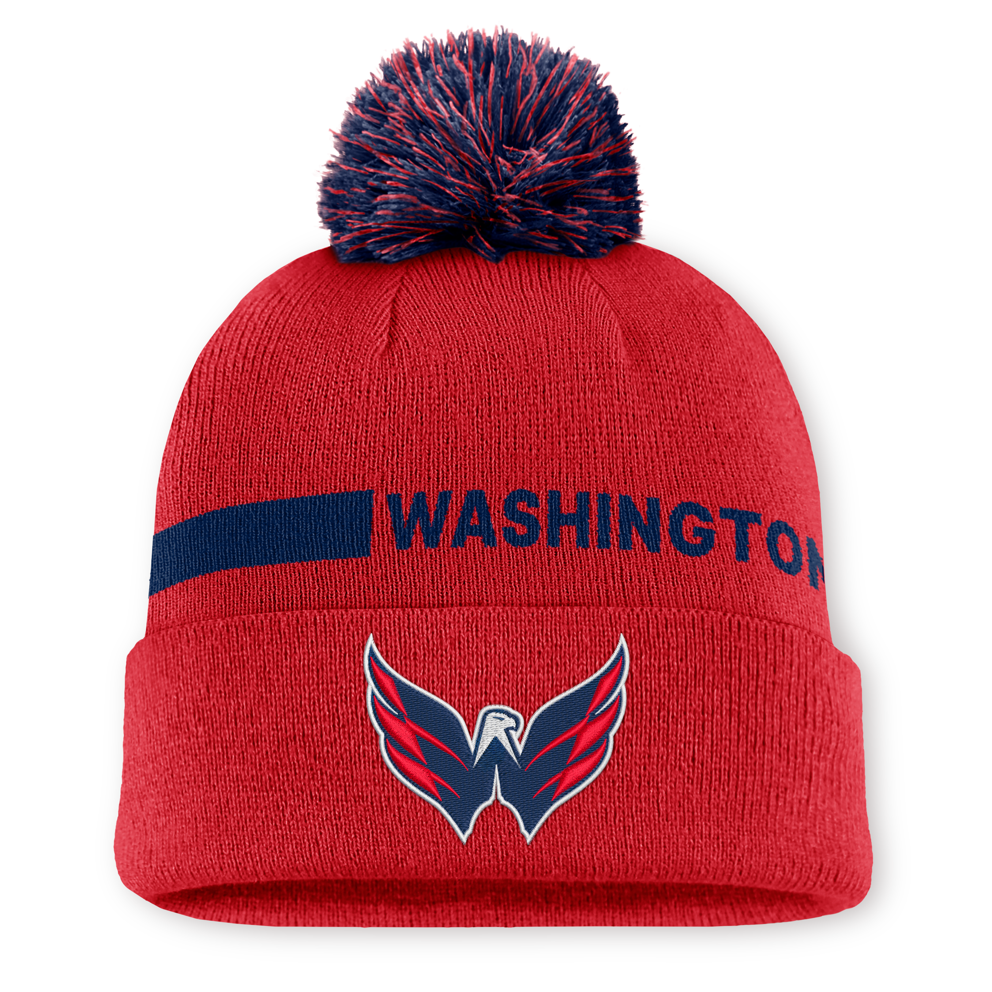 Men's Fanatics Red Washington Capitals Authentic Pro Rink Cuffed Knit Hat with Pom