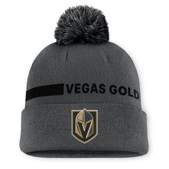 Men's Fanatics Charcoal Vegas Golden Knights Authentic Pro Rink Cuffed Knit Hat with Pom