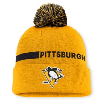 Men's Fanatics Gold Pittsburgh Penguins Authentic Pro Rink Cuffed Knit Hat with Pom