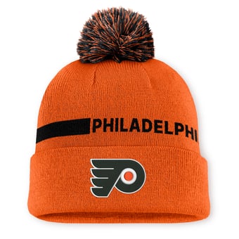 Men's Fanatics Orange Philadelphia Flyers Authentic Pro Rink Cuffed Knit Hat with Pom