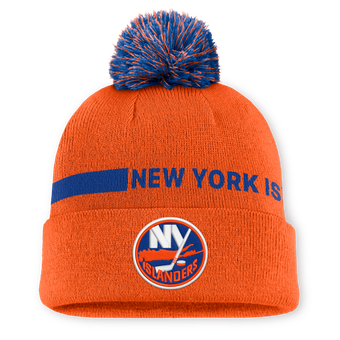 Men's Fanatics Orange New York Islanders Authentic Pro Rink Cuffed Knit Hat with Pom