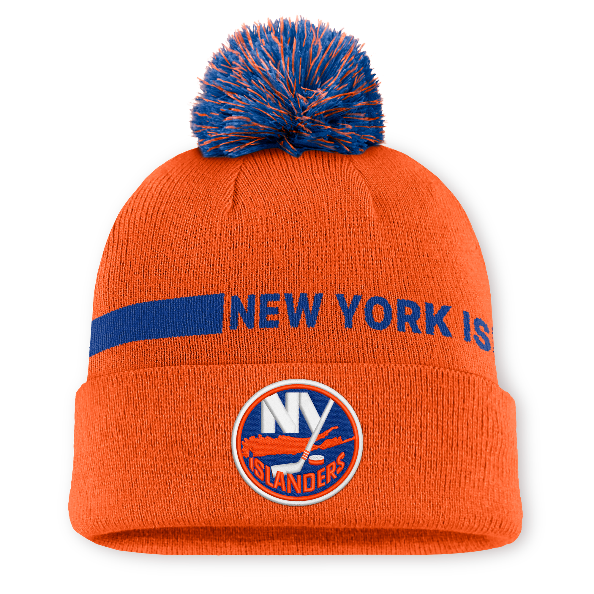 Men's Fanatics Orange New York Islanders Authentic Pro Rink Cuffed Knit Hat with Pom