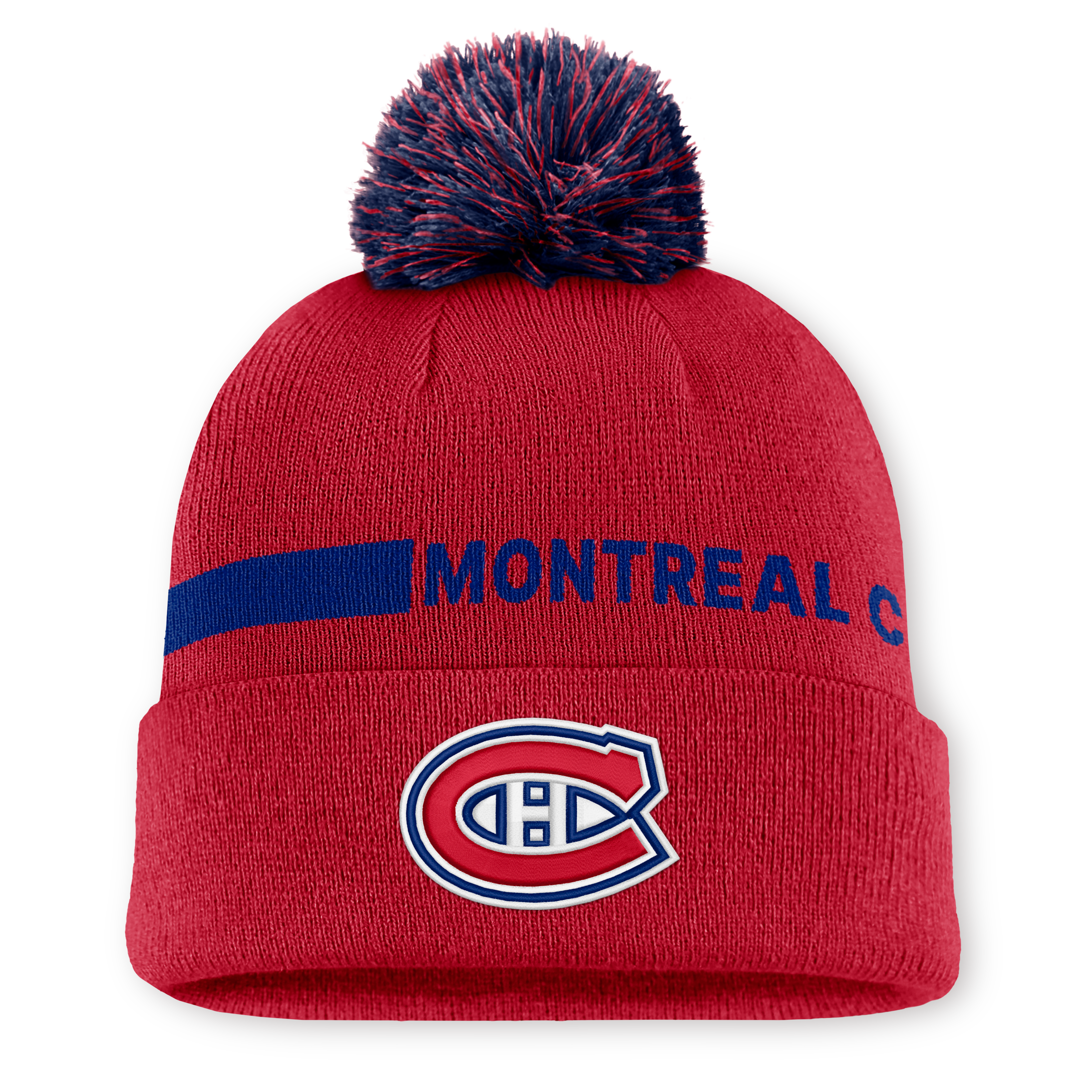 Men's Fanatics Red Montreal Canadiens Authentic Pro Rink Cuffed Knit Hat with Pom
