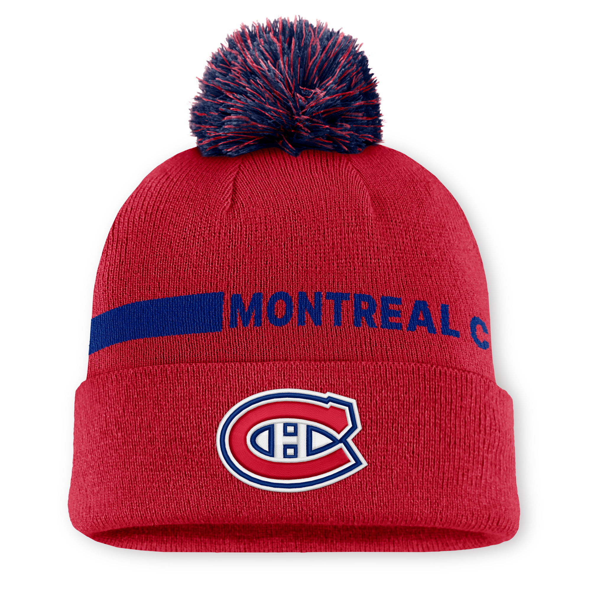 Men's Fanatics Red Montreal Canadiens Authentic Pro Rink Cuffed Knit Hat with Pom