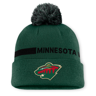Men's Fanatics Green Minnesota Wild Authentic Pro Rink Cuffed Knit Hat with Pom