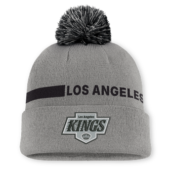 Men's Fanatics Gray Los Angeles Kings Authentic Pro Rink Cuffed Knit Hat with Pom