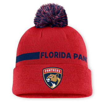Men's Fanatics Red Florida Panthers Authentic Pro Rink Cuffed Knit Hat with Pom