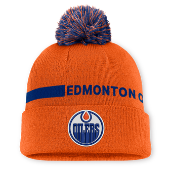 Men's Fanatics Orange Edmonton Oilers Authentic Pro Rink Cuffed Knit Hat with Pom