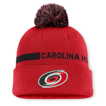 Men's Fanatics Red Carolina Hurricanes Authentic Pro Rink Cuffed Knit Hat with Pom