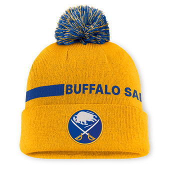 Men's Fanatics Gold Buffalo Sabres Authentic Pro Rink Cuffed Knit Hat with Pom
