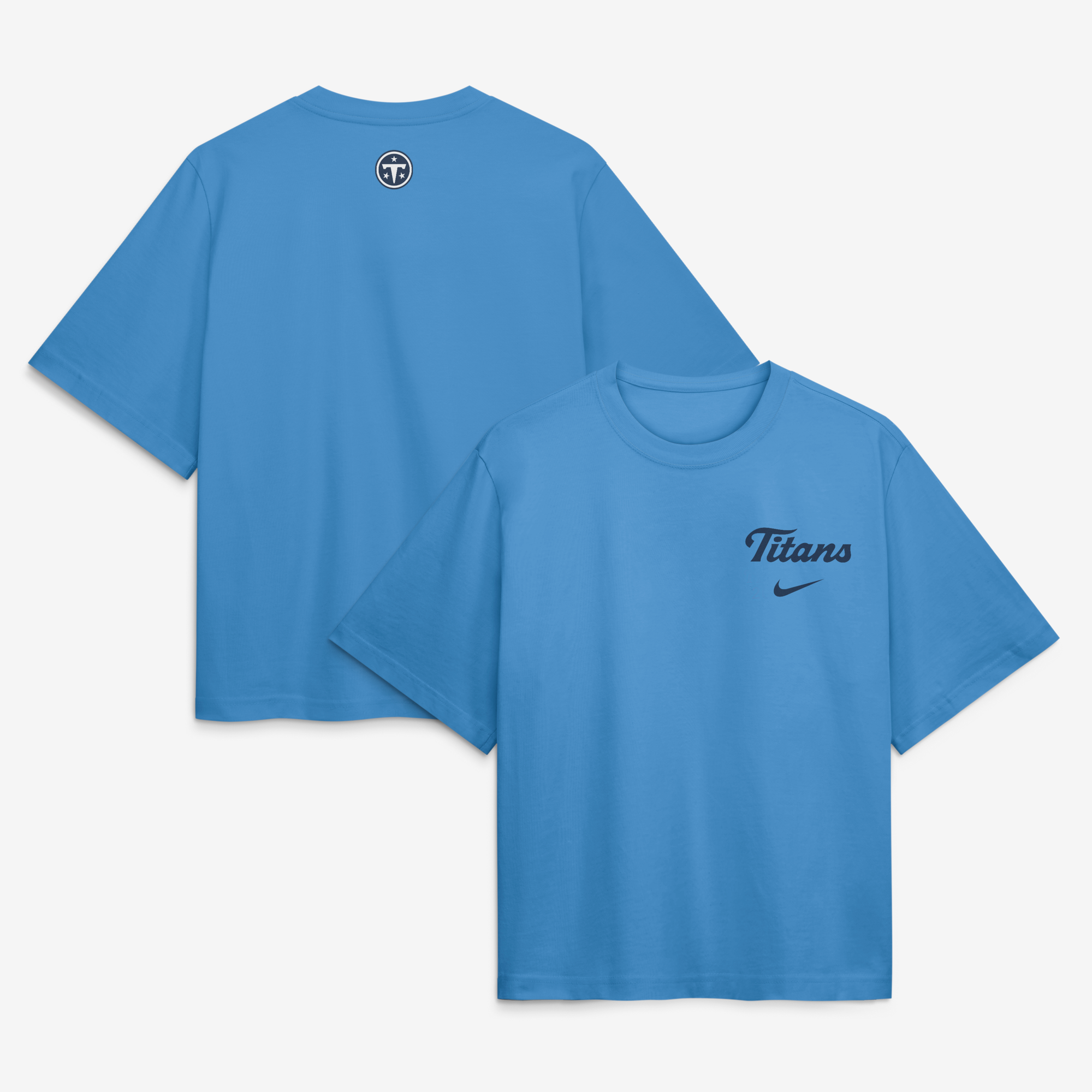 Camiseta holgada Nike azul claro de la colección Rivalries 2026 de los Tennessee Titans para mujer.