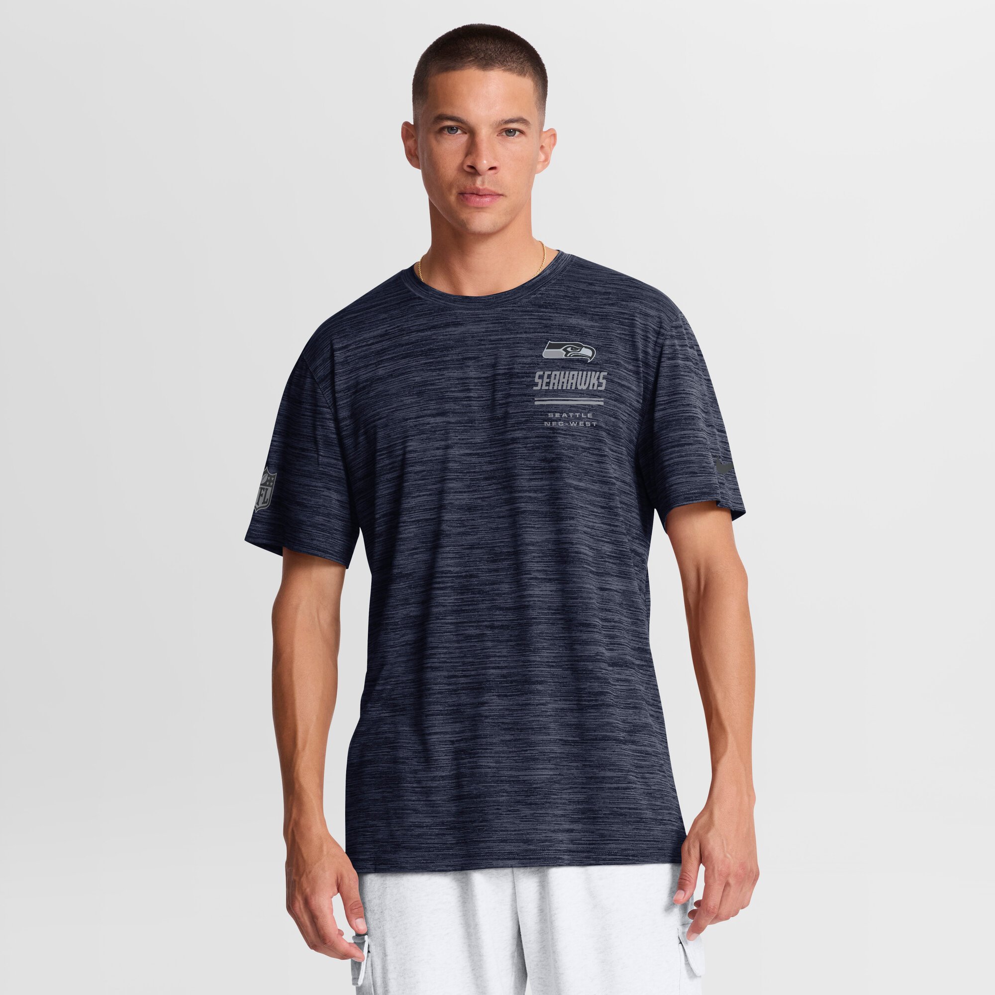 Men's Nike College Navy Seattle Seahawks Sideline Double Covered Dri-FIT Velocity T-Shirt
