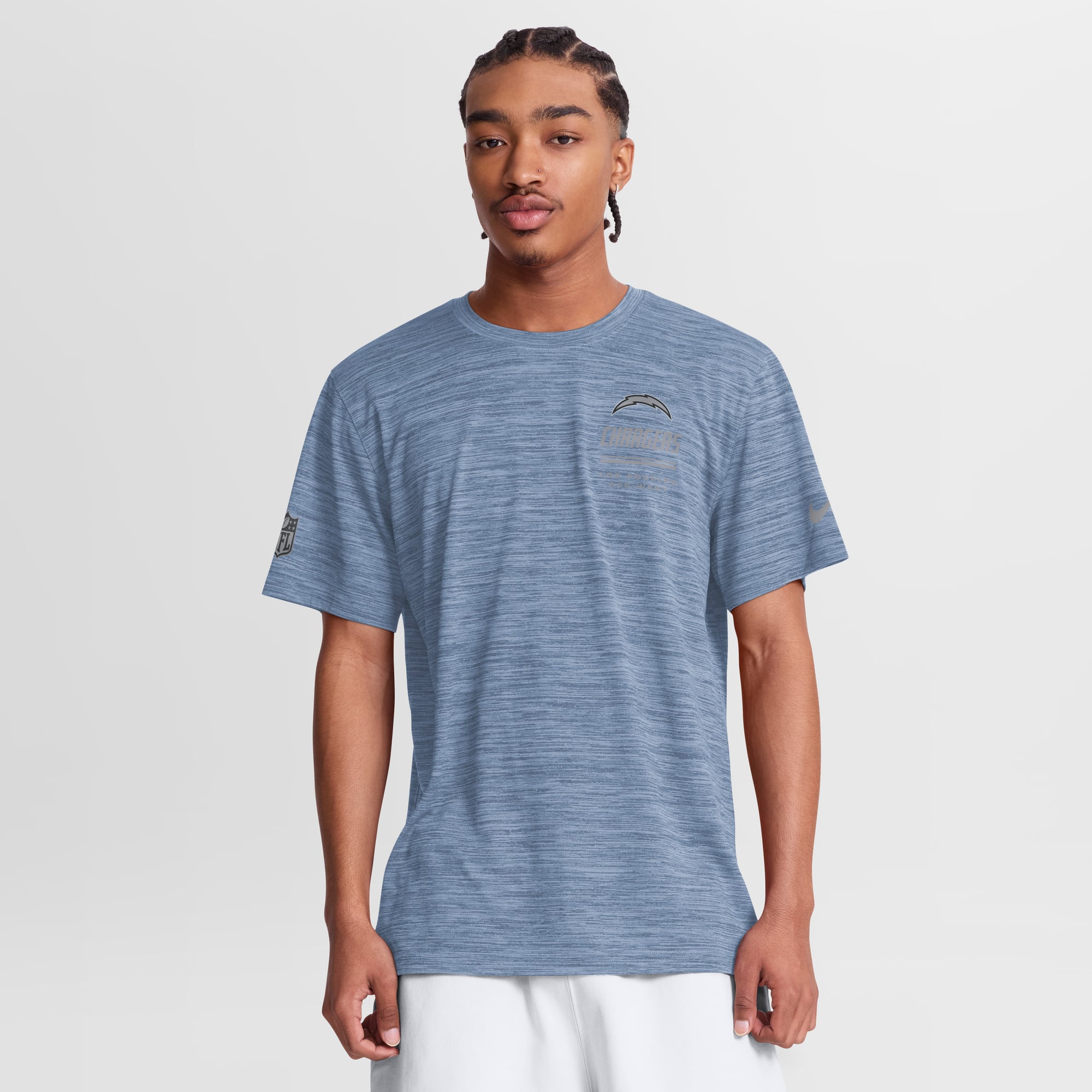 Men’s Nike Powder Blue Los Angeles Chargers Sideline Double Covered Dri-FIT Velocity T-Shirt Men’s Nike Powder Blue Los Angeles Chargers Sideline Double Covered Dri-FIT Velocity T-Shirt