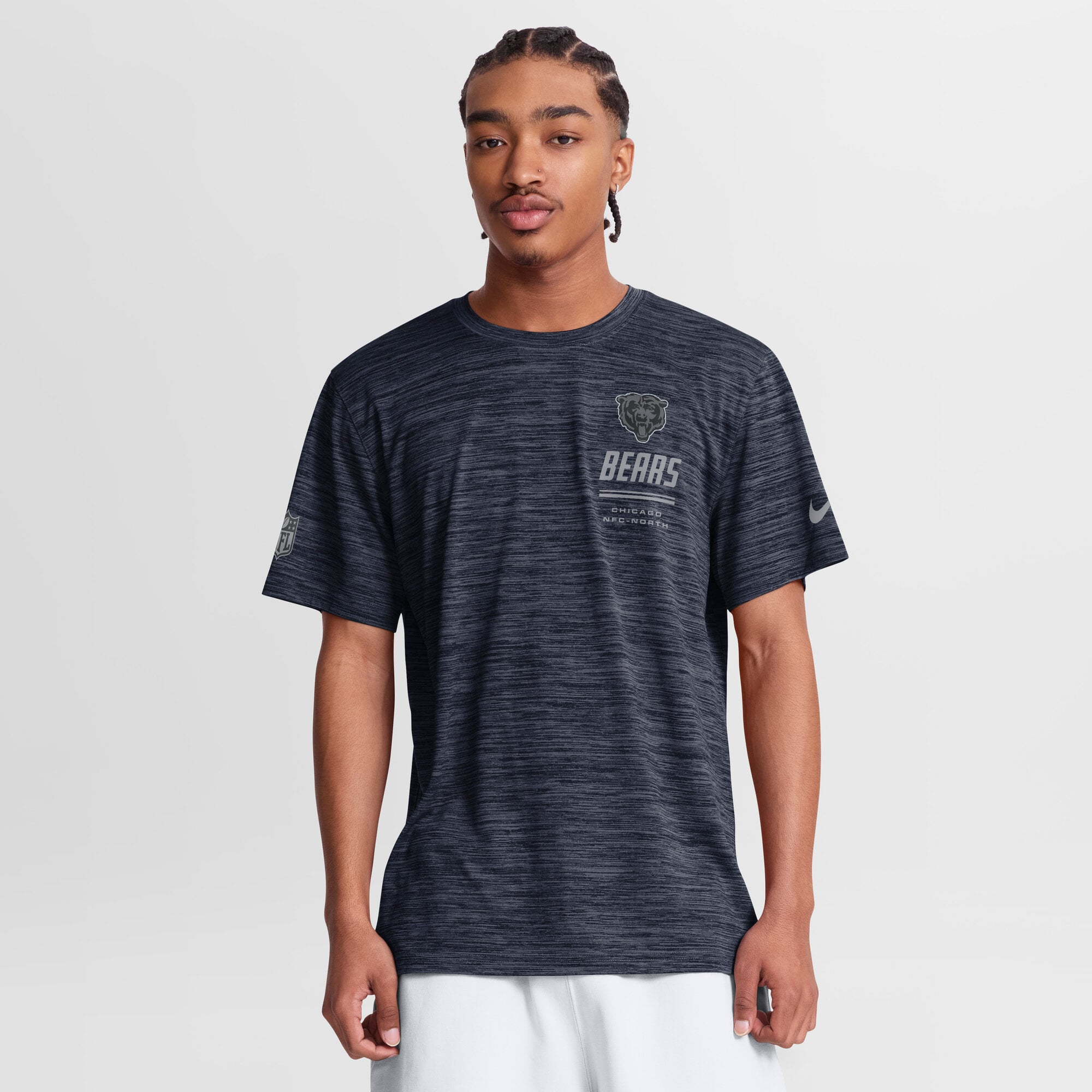 Men's Nike Navy Chicago Bears Sideline Double Covered Dri-FIT Velocity T-Shirt