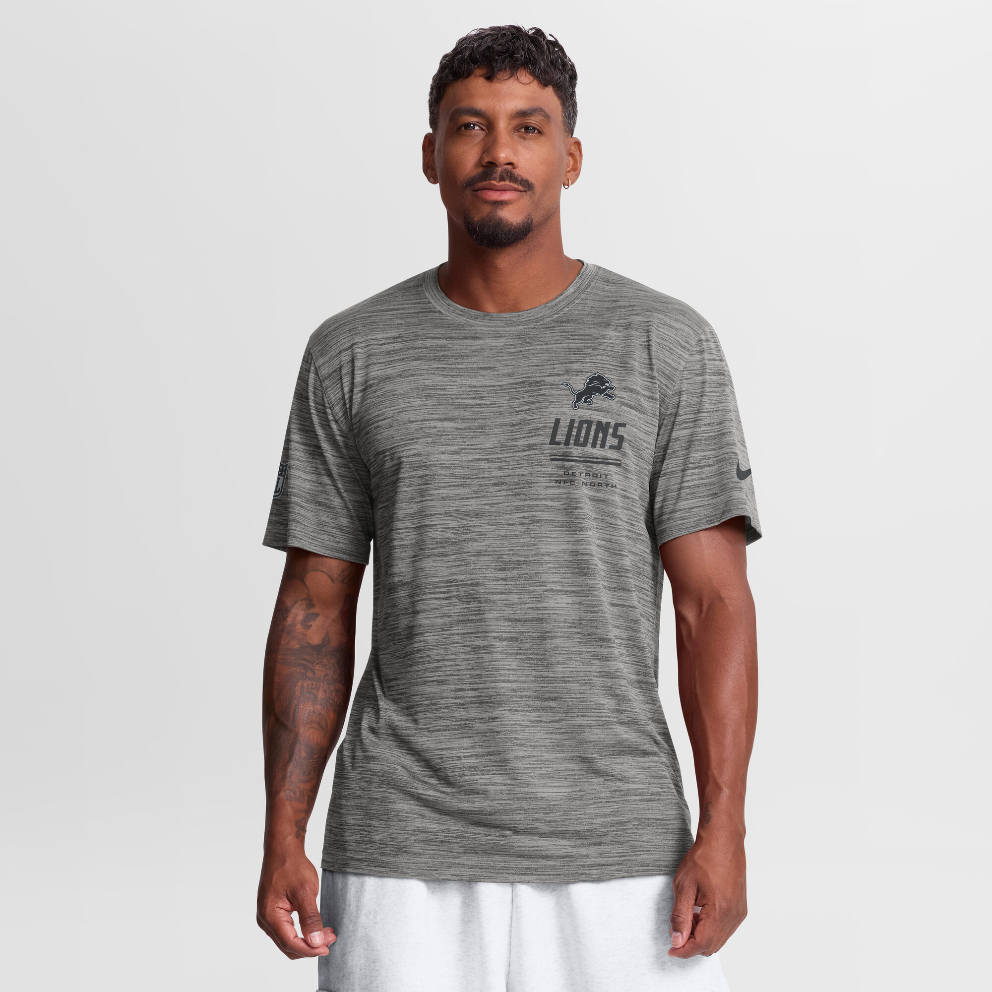 Men's Nike Gray Detroit Lions Sideline Double Covered Dri-FIT Velocity T-Shirt